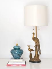 Mid-Century Marbro Brass Peacock Form Table Lamp