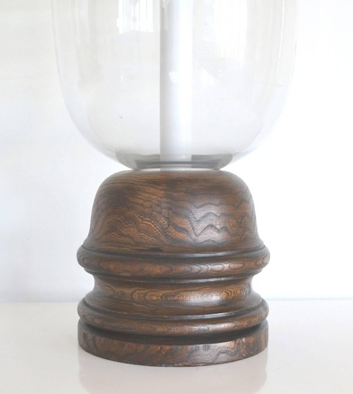 Mid-20th Century Pair of Mid-Century Blown Glass Bell Jar Table Lamps For Sale