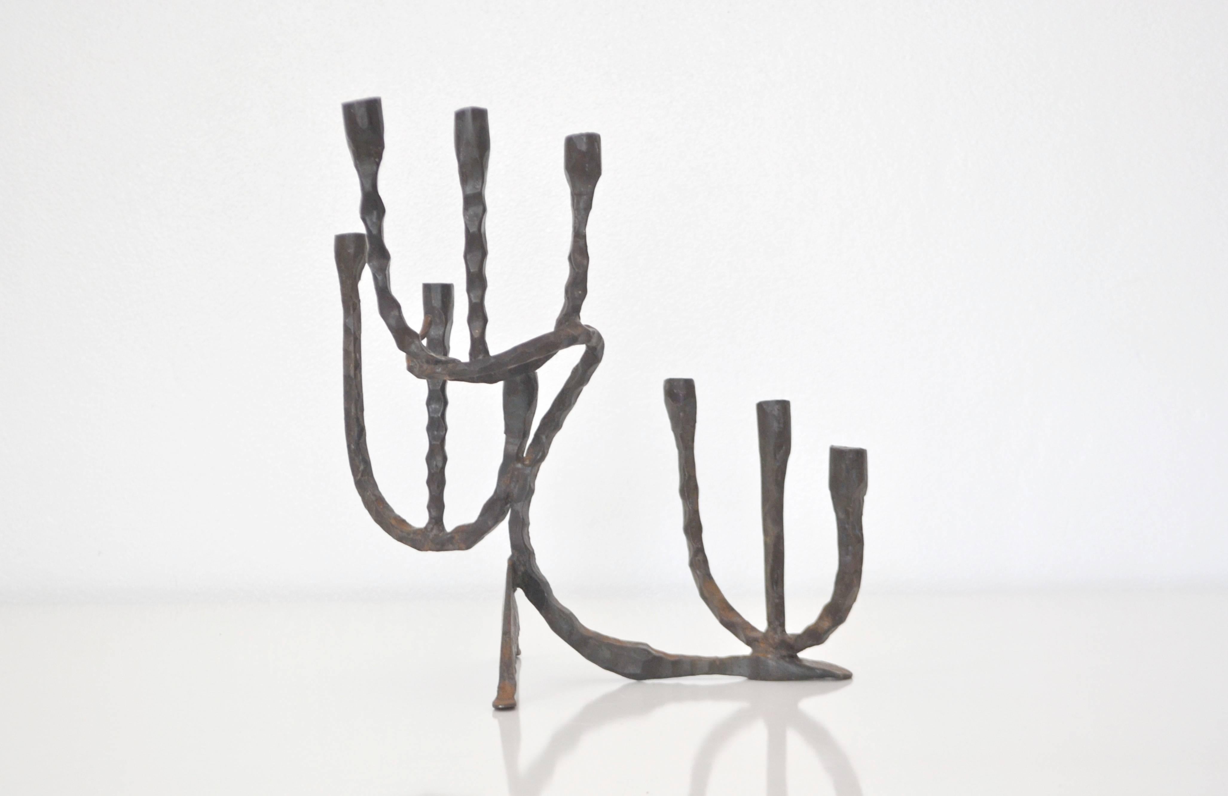 Mid-20th Century Midcentury Brutalist Handwrought Candlestick For Sale