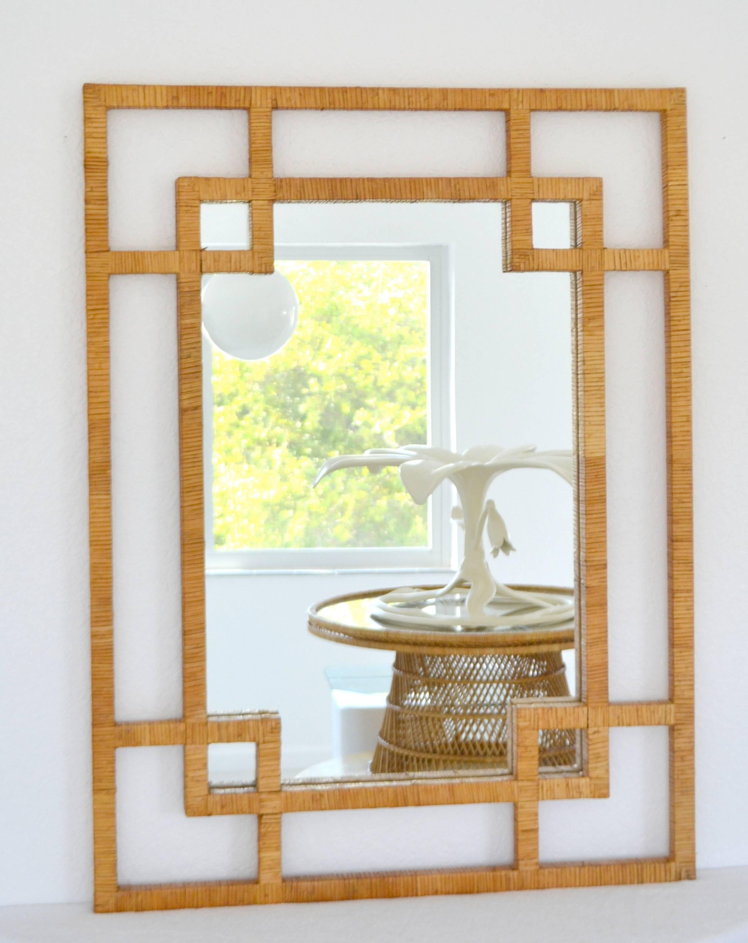 Mid-Century Modern Midcentury Rattan Wall Mirror