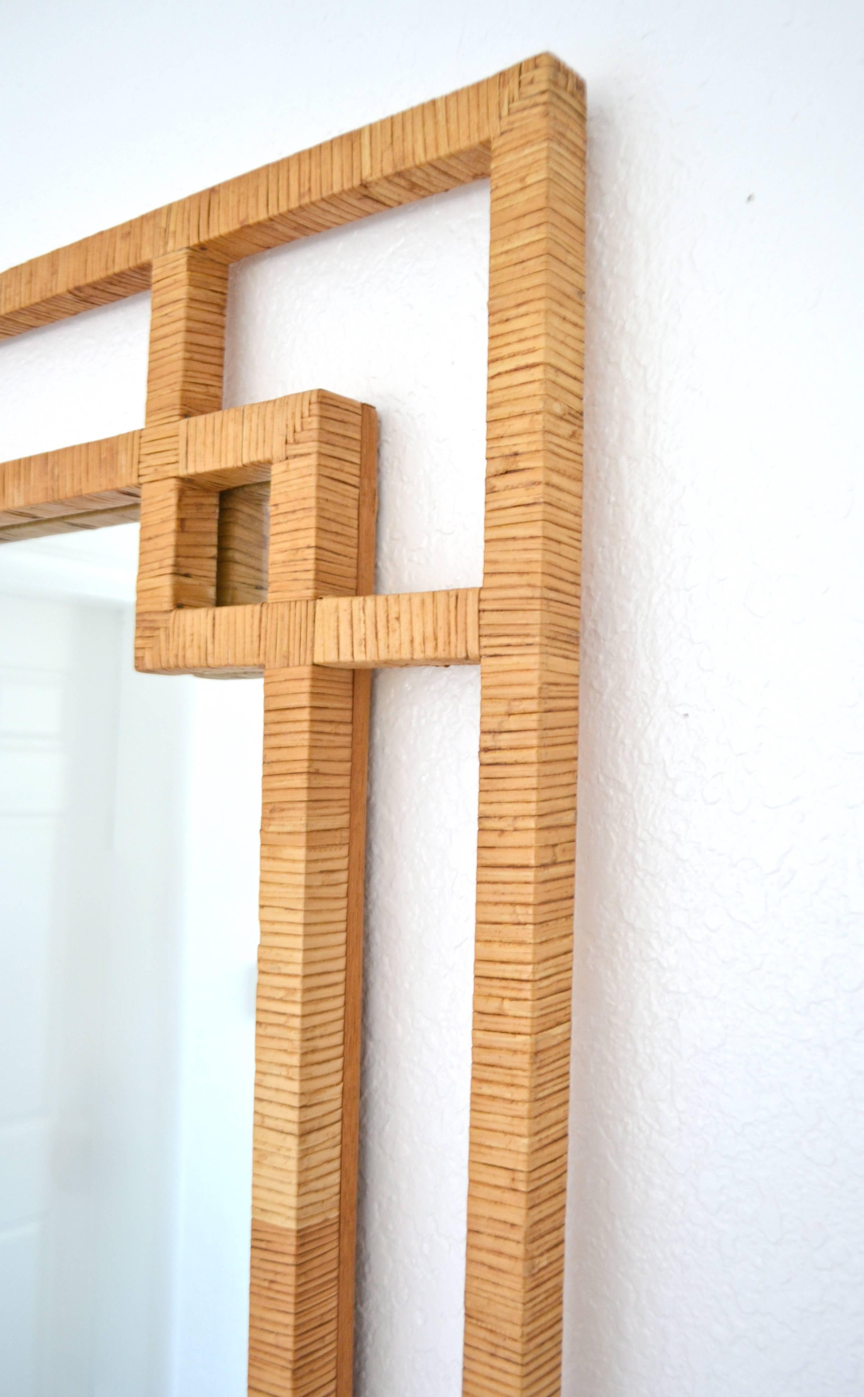 Bamboo Midcentury Rattan Wall Mirror