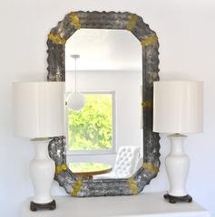Midcentury Etched Metal Wall Mirror