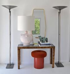 Mid-Century Coral Glazed Ceramic Jar Form Table Lamp