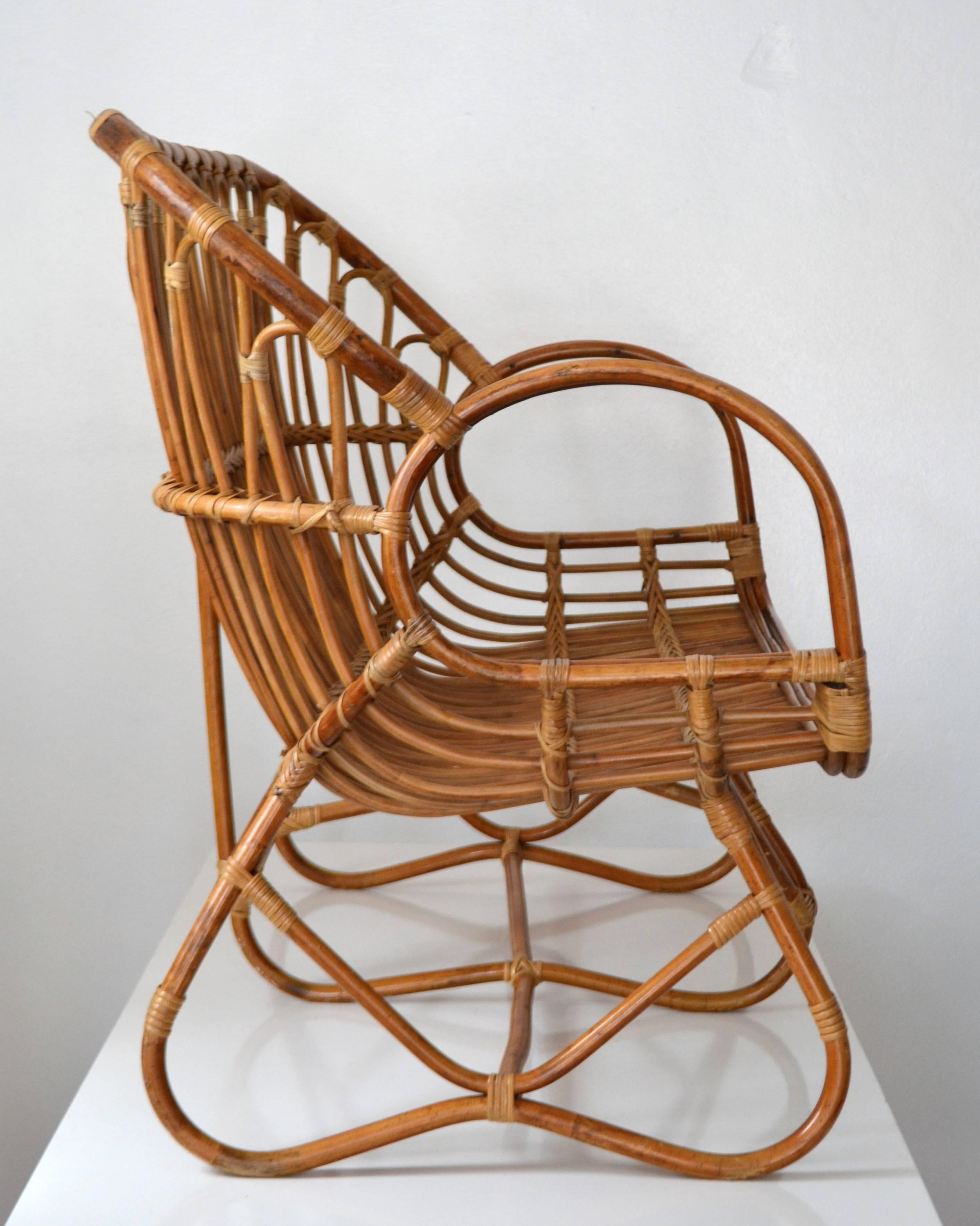 Midcentury Sculptural Bent Bamboo Settee In Good Condition For Sale In West Palm Beach, FL