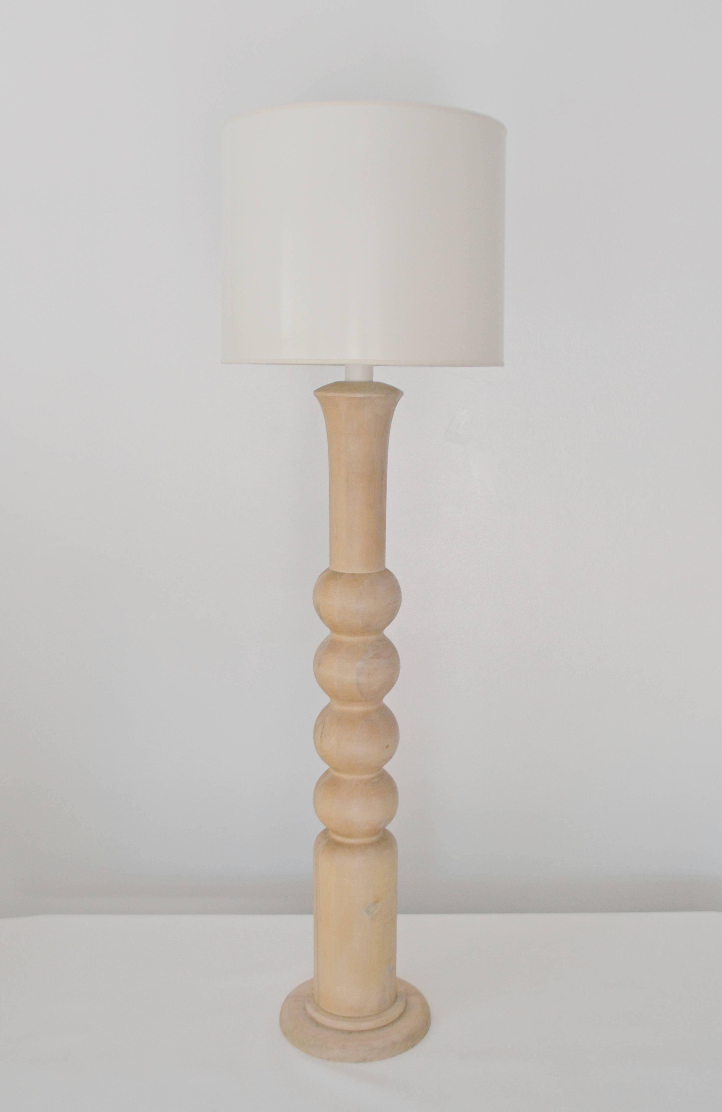Mid-20th Century Mid-Century Turned Wood Candlestick Floor Lamp For Sale