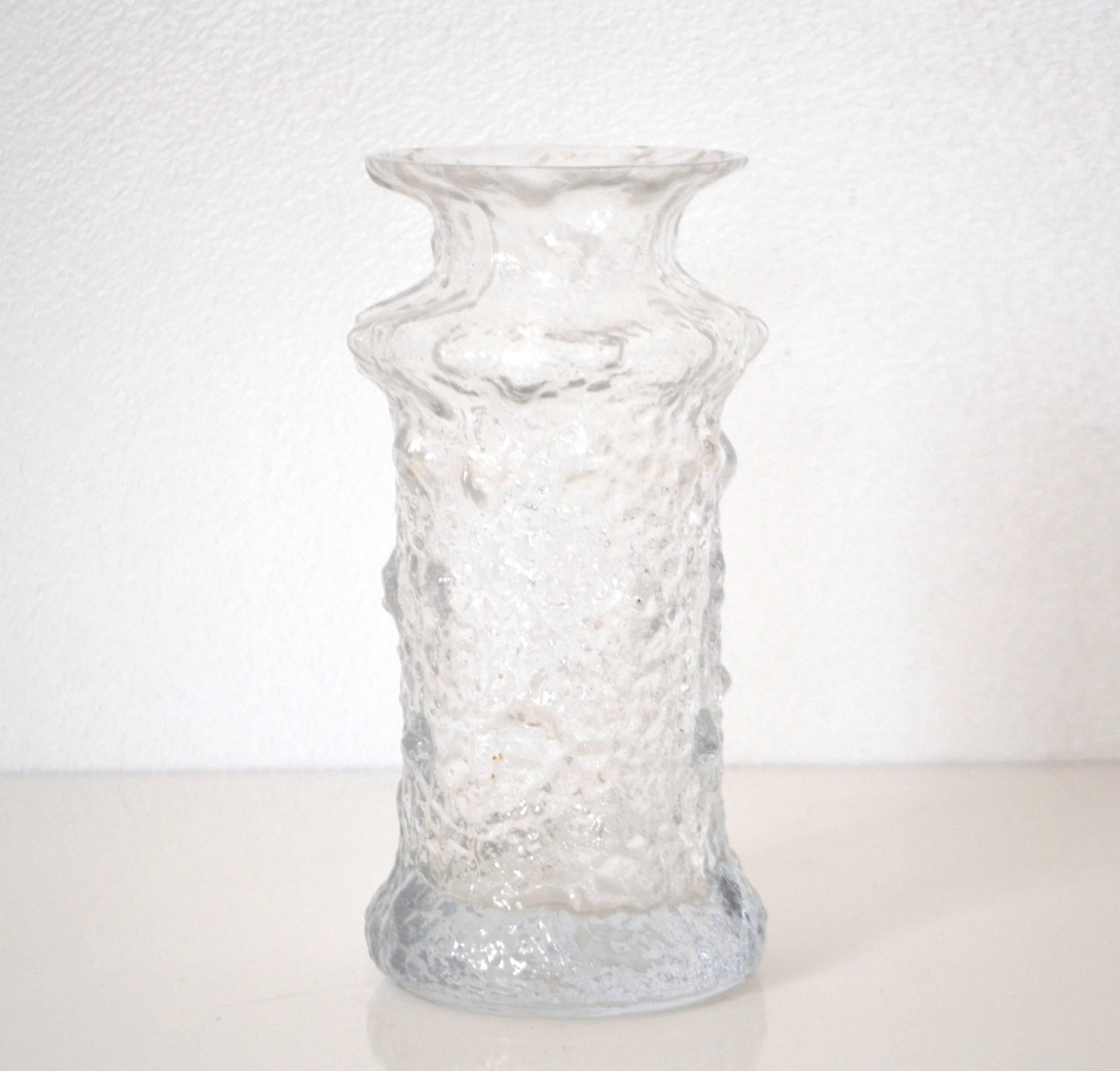 Finnish Midcentury Textured Glass Vase by Timo Sarpaneva For Sale