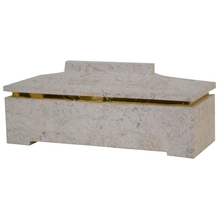 Hollywood Regency Style Tessellated Stone Box For Sale at 1stDibs