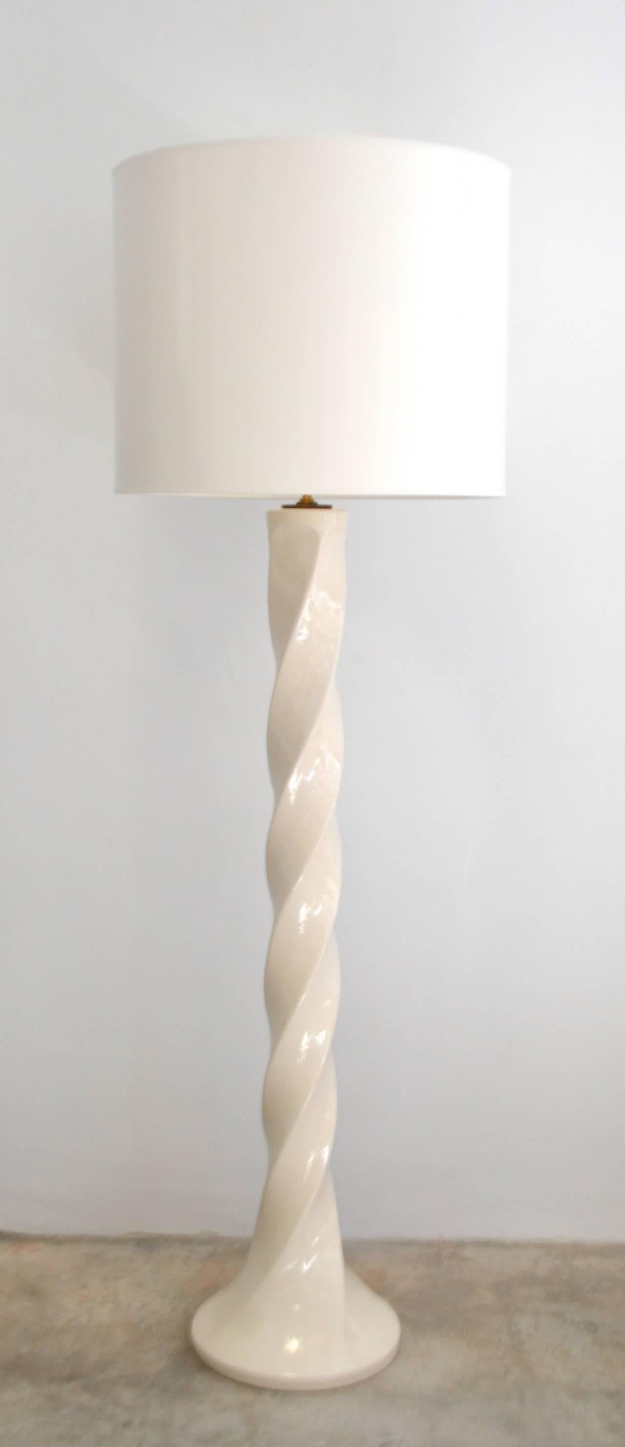 Brass Mid-Century Modern Ceramic Floor Lamp For Sale