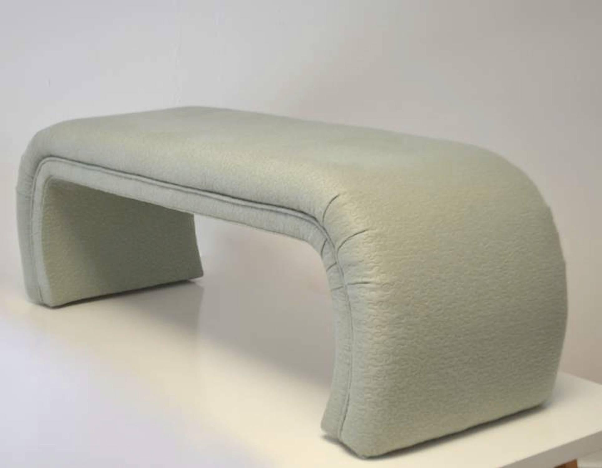 Mid-20th Century Postmodern Upholstered Waterfall Form Bench