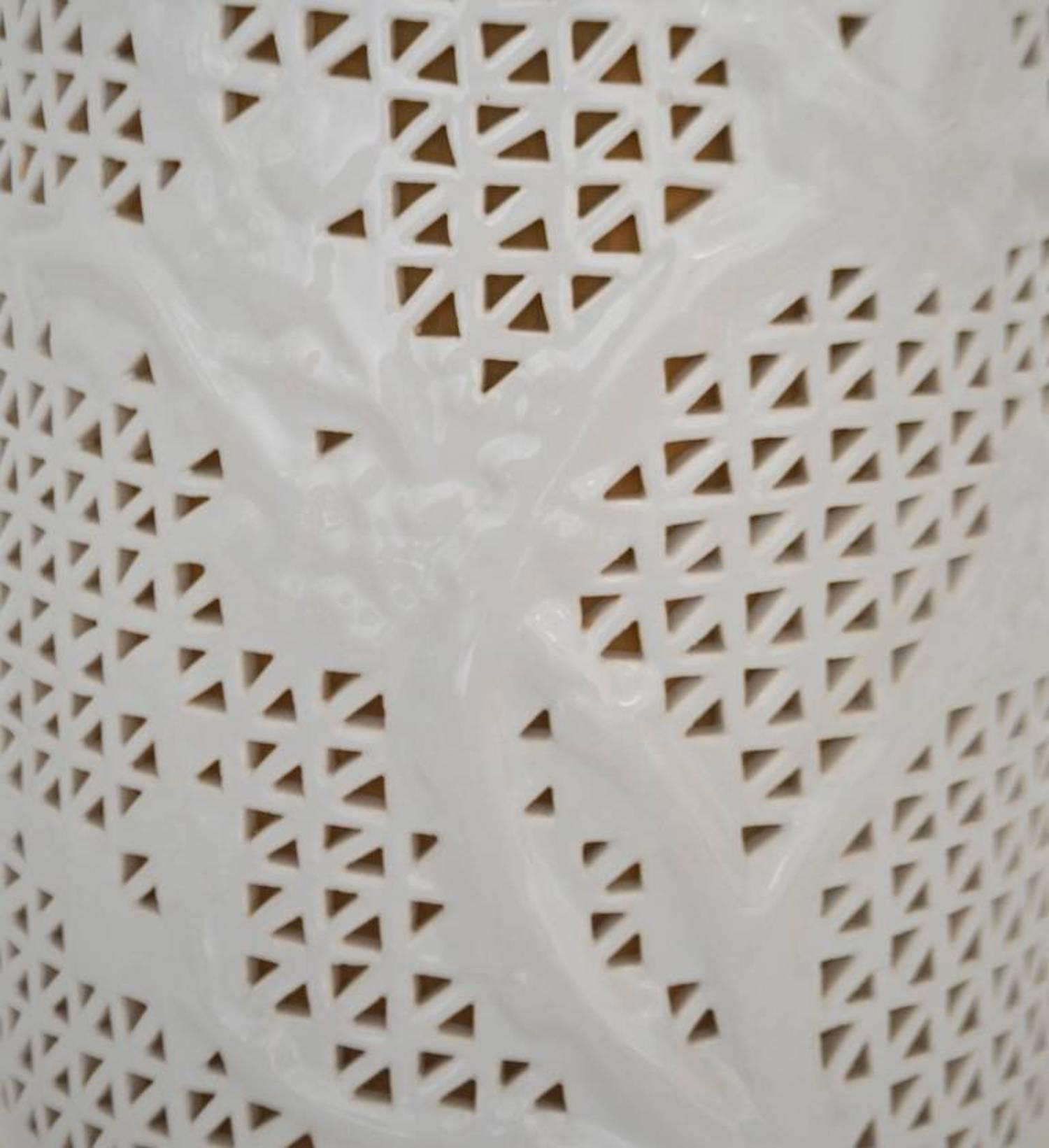 Mid-20th Century Pierced Porcelain Blanc de Chine Table Lamp For Sale