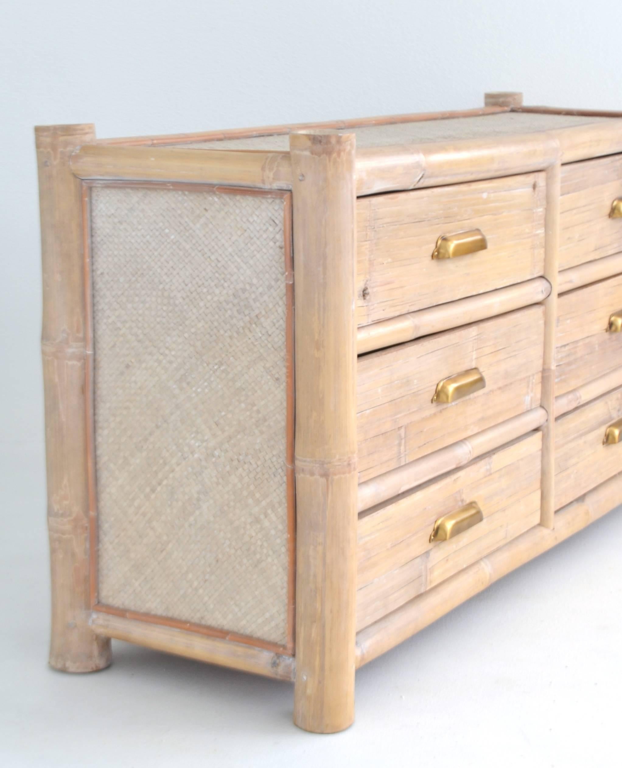 Cane Cerused Bamboo Sideboard For Sale