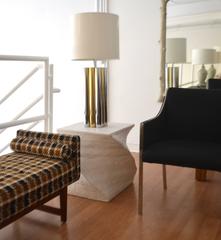 Postmodern Geometric Form Lacquered Plaster Side Table