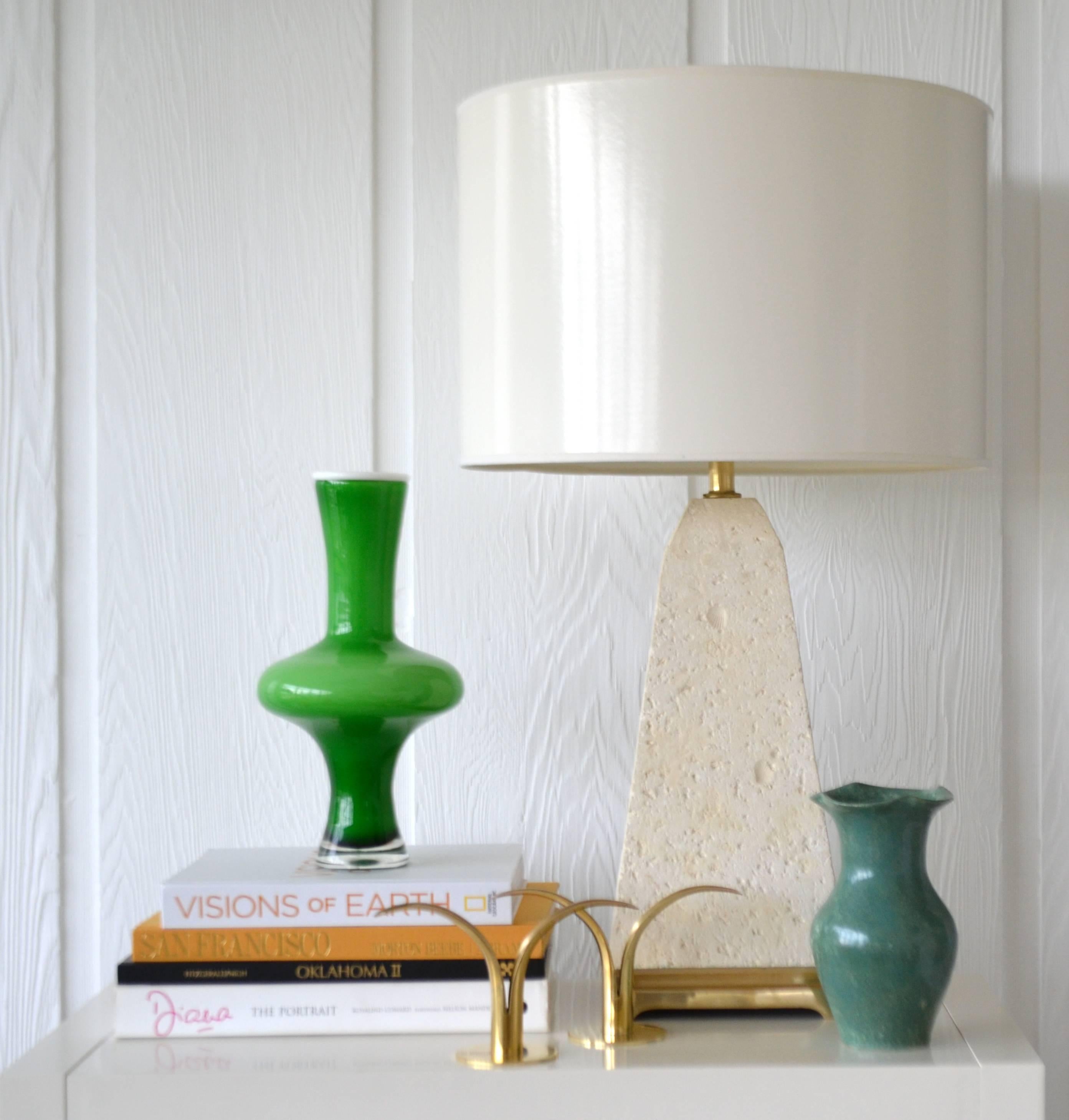 Incredible Mid-Century hand thrown ceramic organic form vase signed Seagrove, circa 1950s-1960s. This striking vessel is artistically created in variegated glazes of greens.