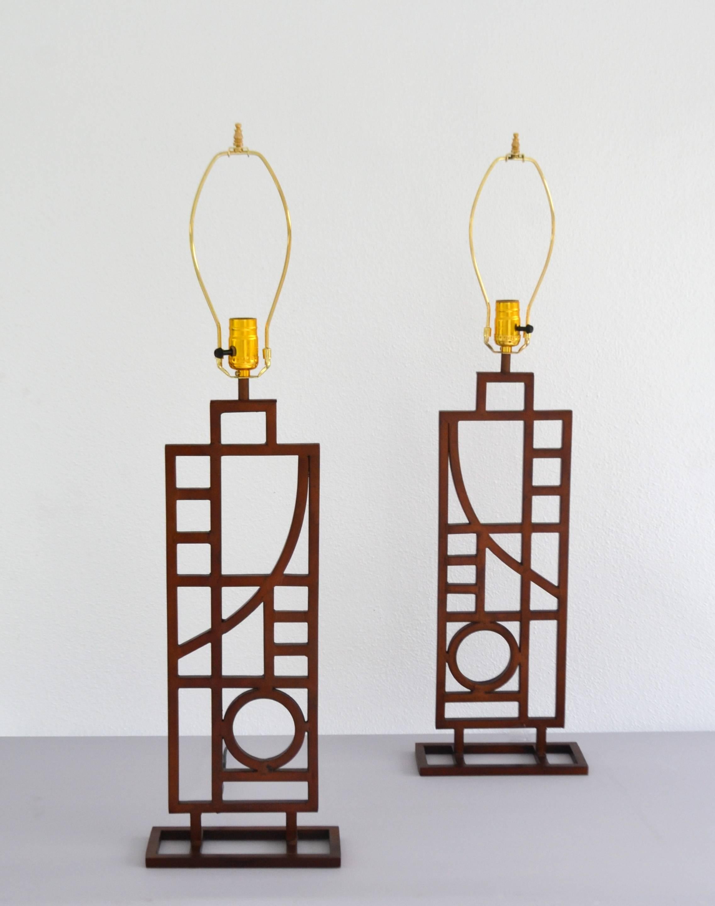 American Pair of Post Modern Table Lamps by Sonneman