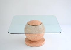 Postmodern Tessellated Stone Geometric Ball Form Cocktail Table