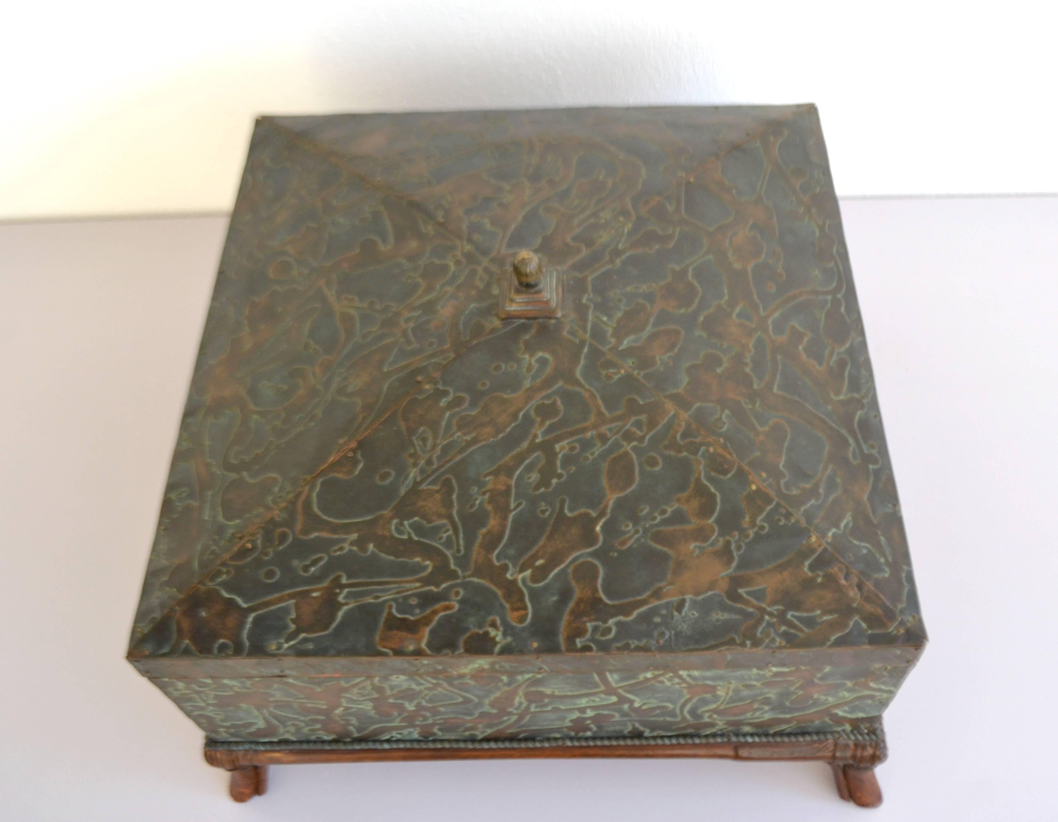 Post-Modern Etched Brass Box by Maitland-Smith For Sale 1