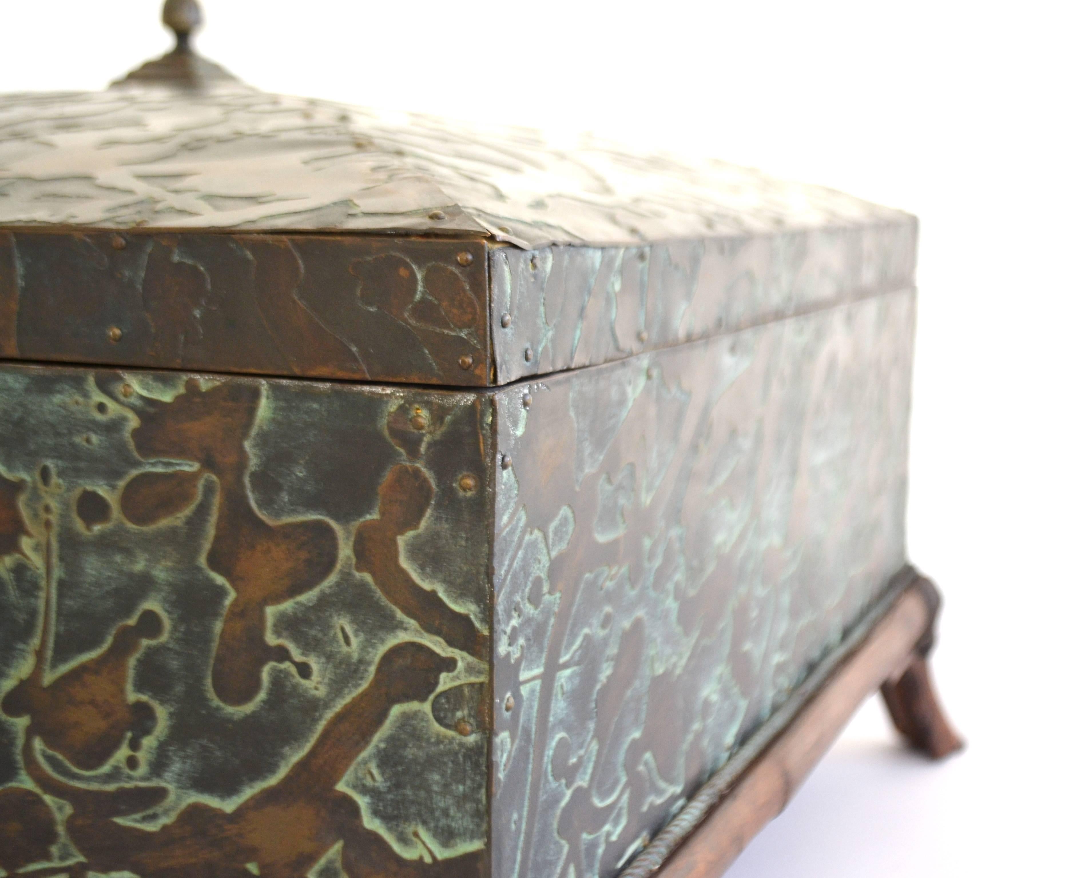 Post-Modern Etched Brass Box by Maitland-Smith For Sale 2