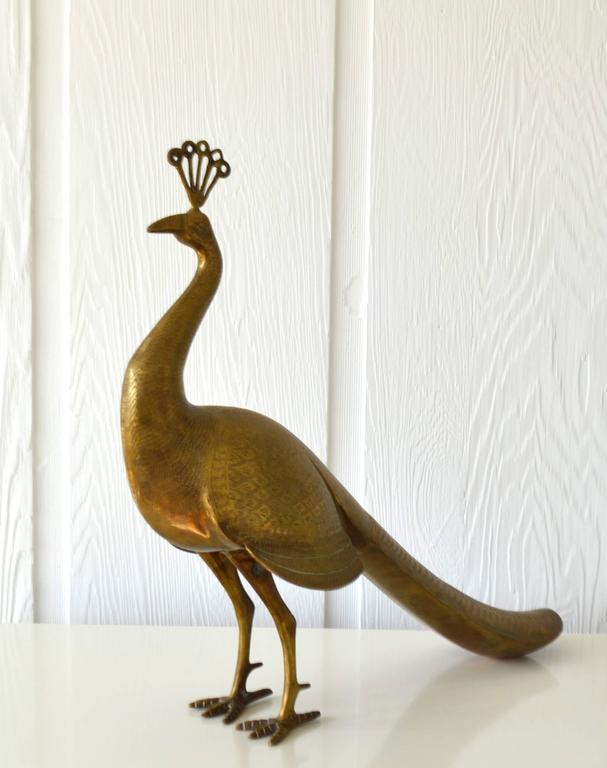 Brass Peacock Form Sculpture at 1stdibs