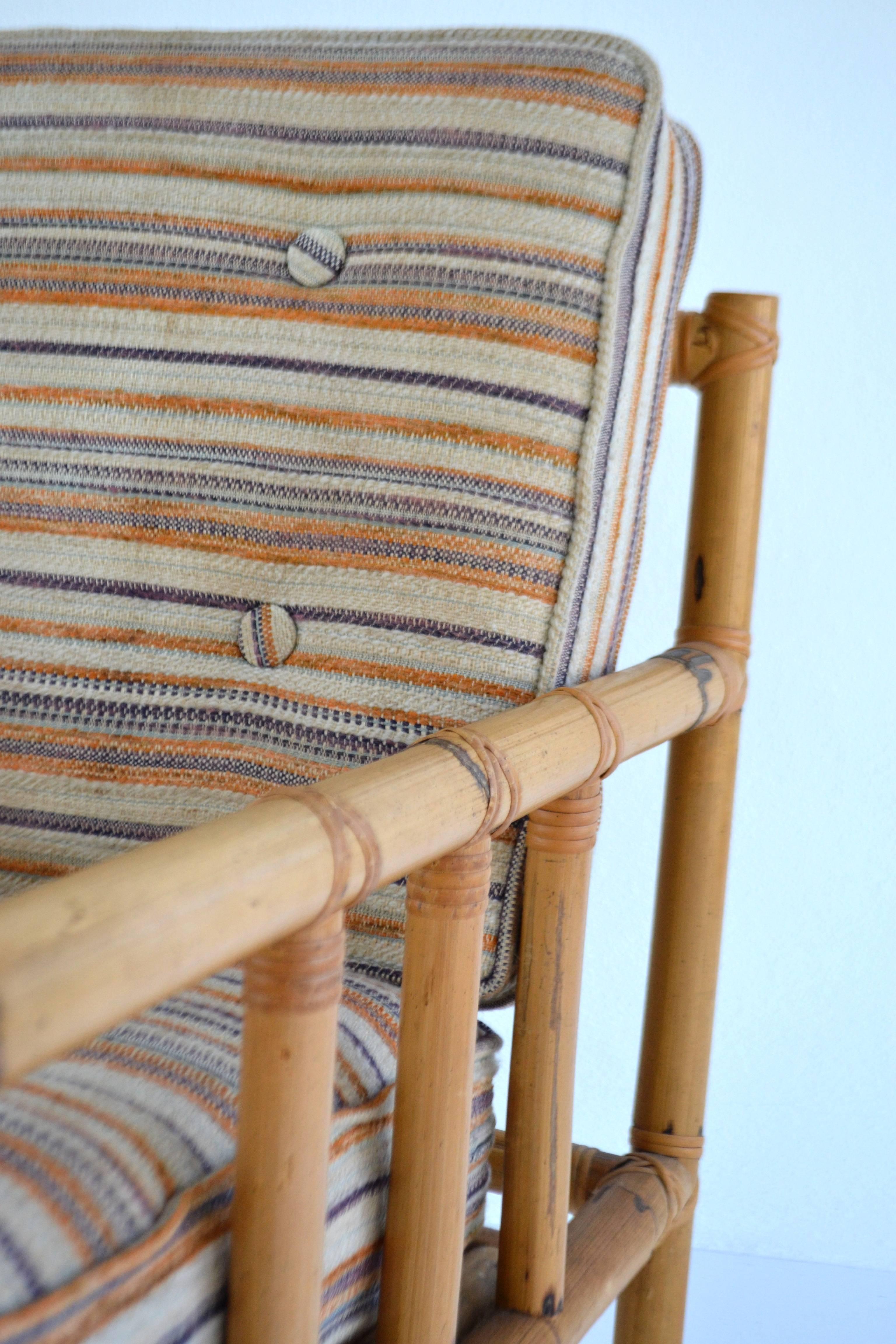 Midcentury Bamboo Club Chair In Good Condition For Sale In West Palm Beach, FL