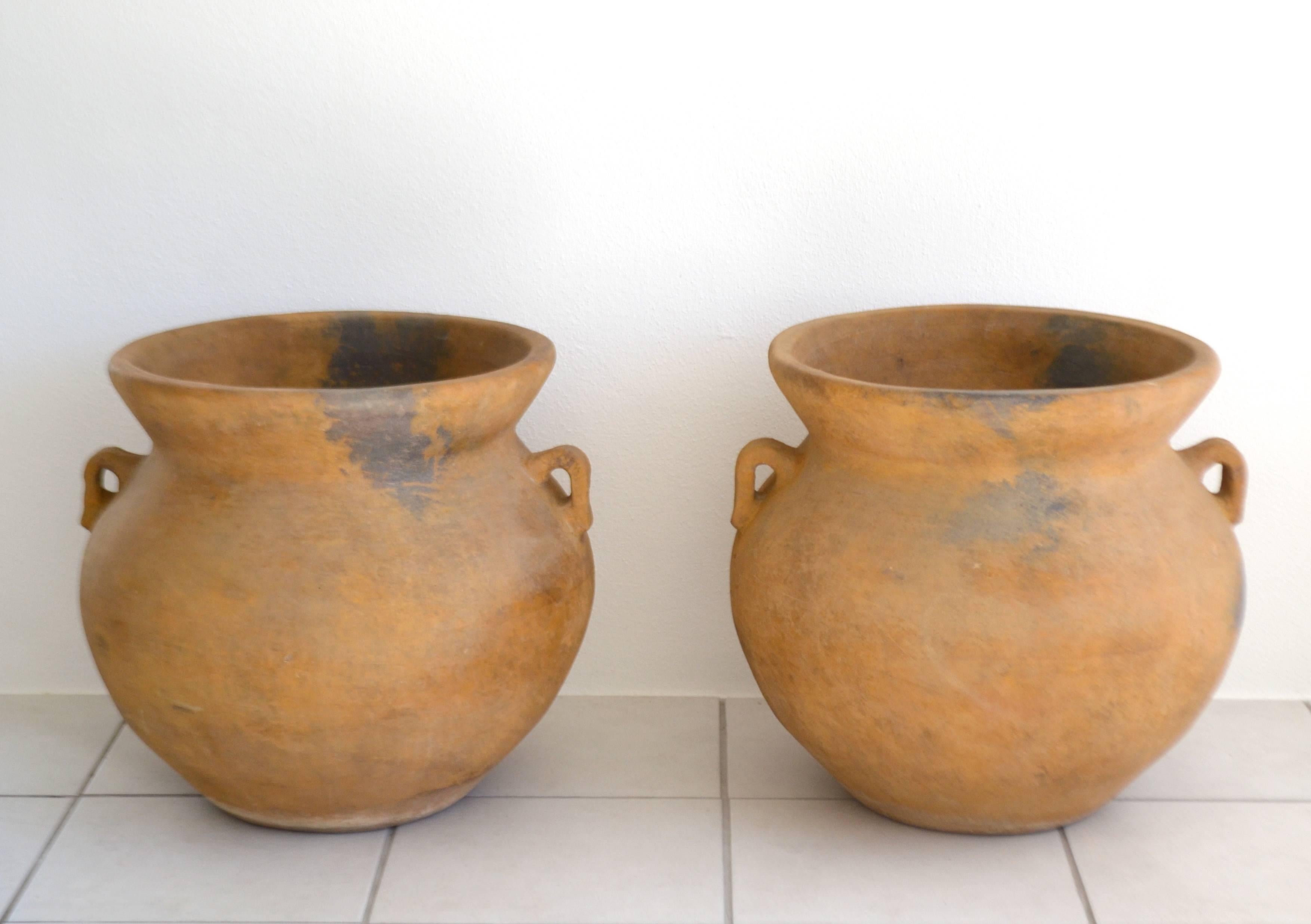 Pair of Monumental Italian Terracotta Urn Form Garden Planters In Excellent Condition In West Palm Beach, FL