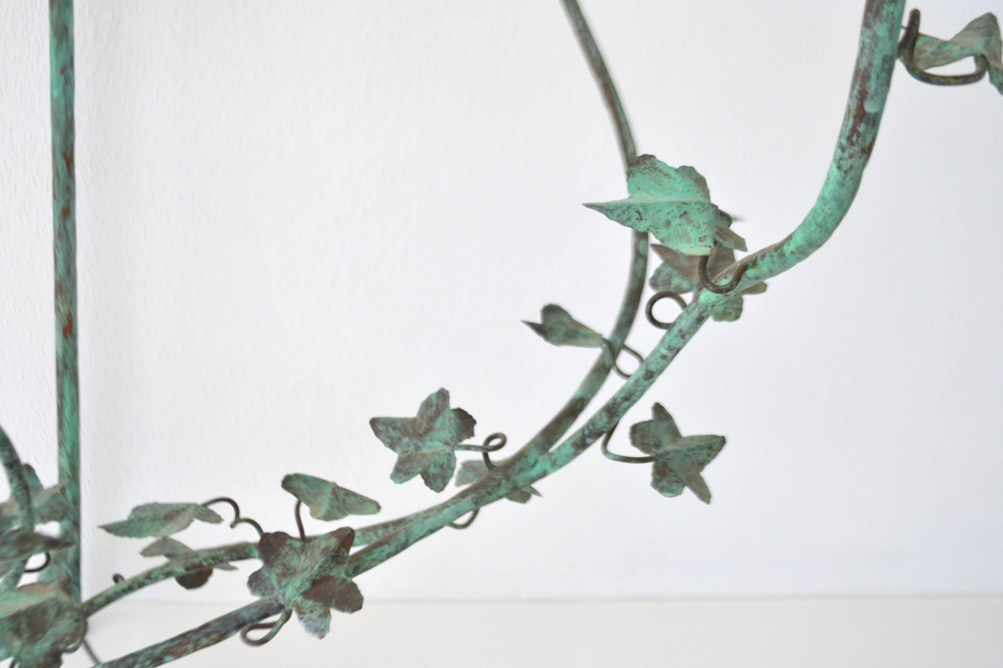 Hand-Wrought Verdigris Scrolling Vine Form Side Table or Console Table For Sale 2