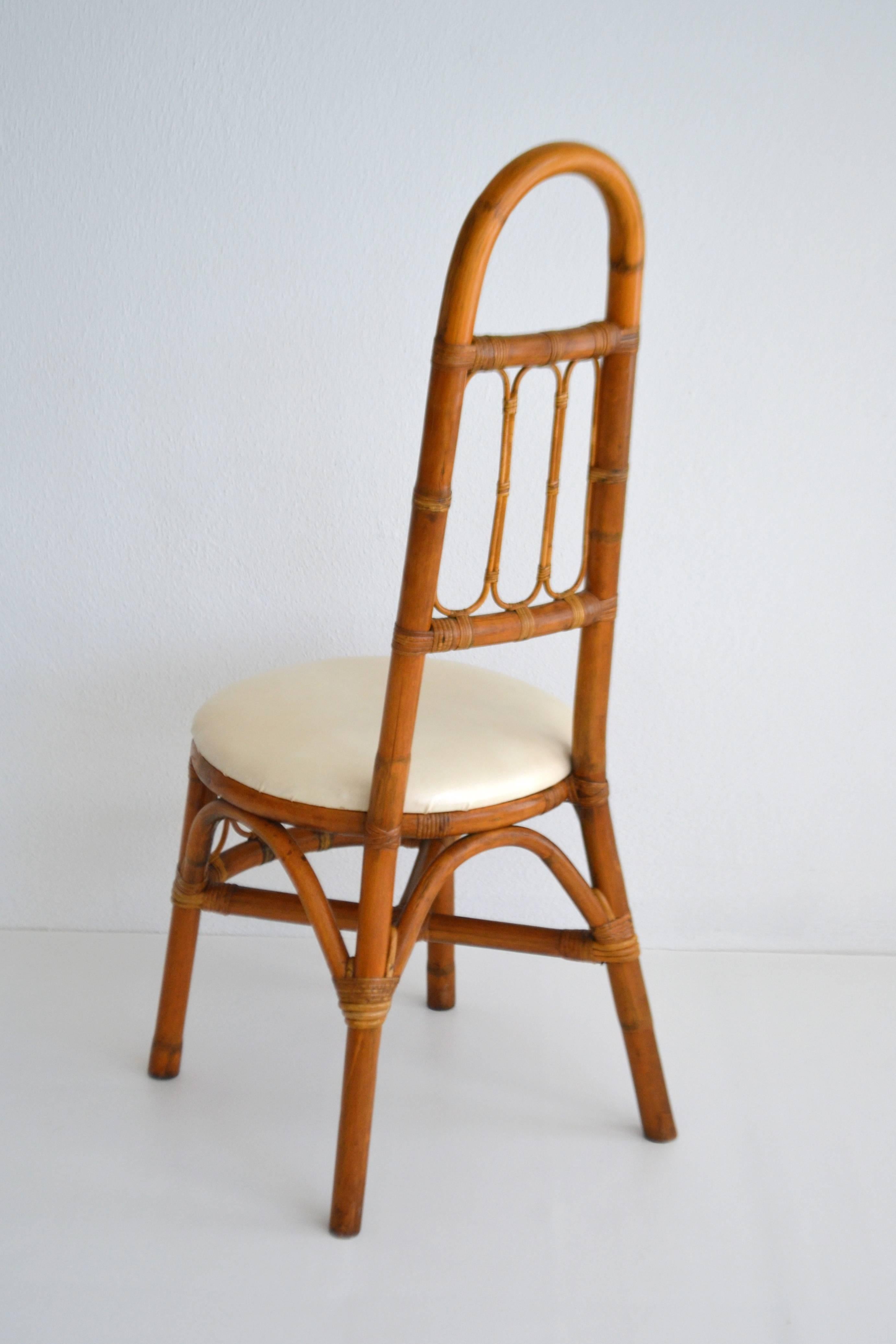 American Set of Four Midcentury Bent Bamboo Game Table Chairs or Side Chairs For Sale