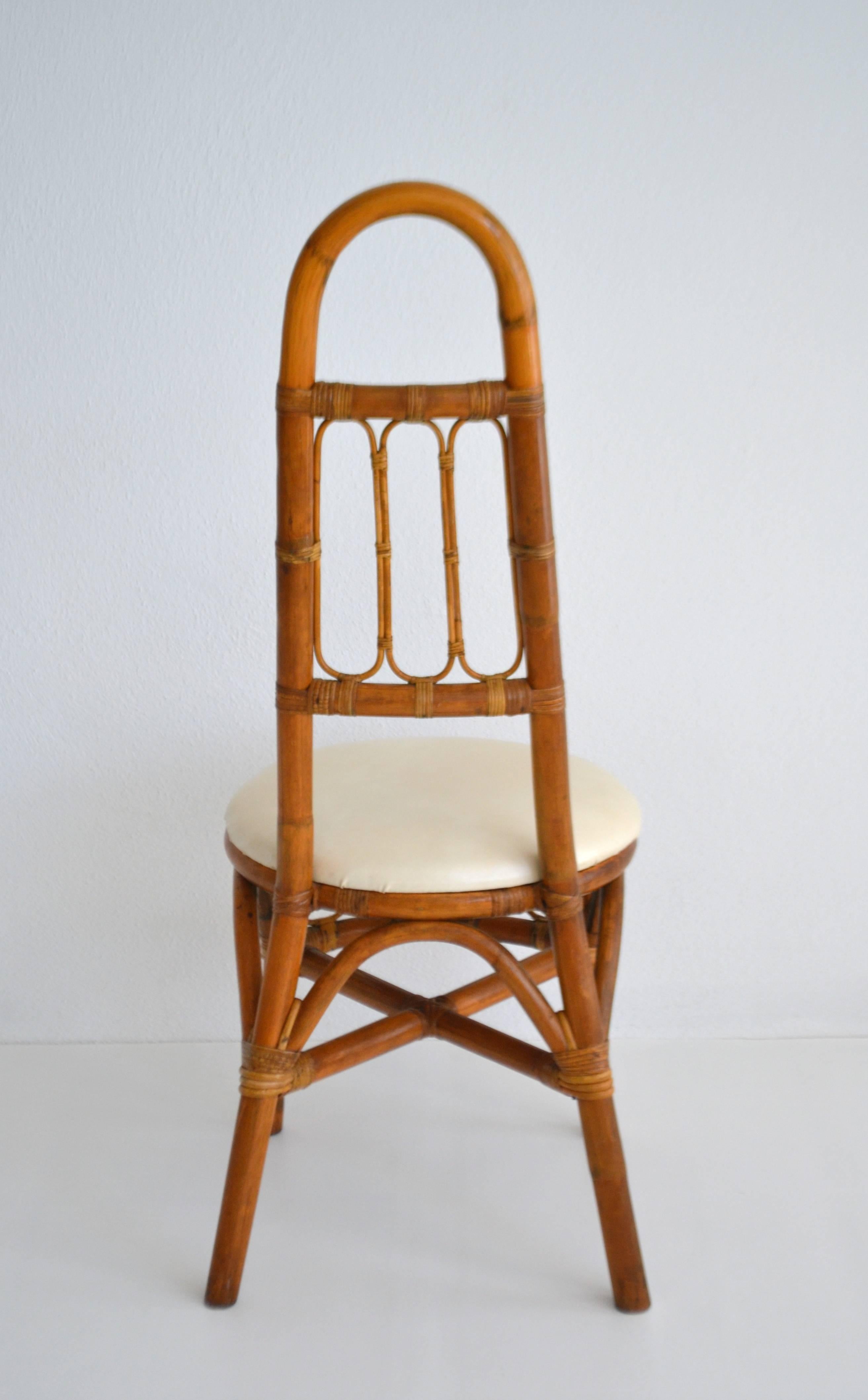 Set of Four Midcentury Bent Bamboo Game Table Chairs or Side Chairs In Good Condition For Sale In West Palm Beach, FL