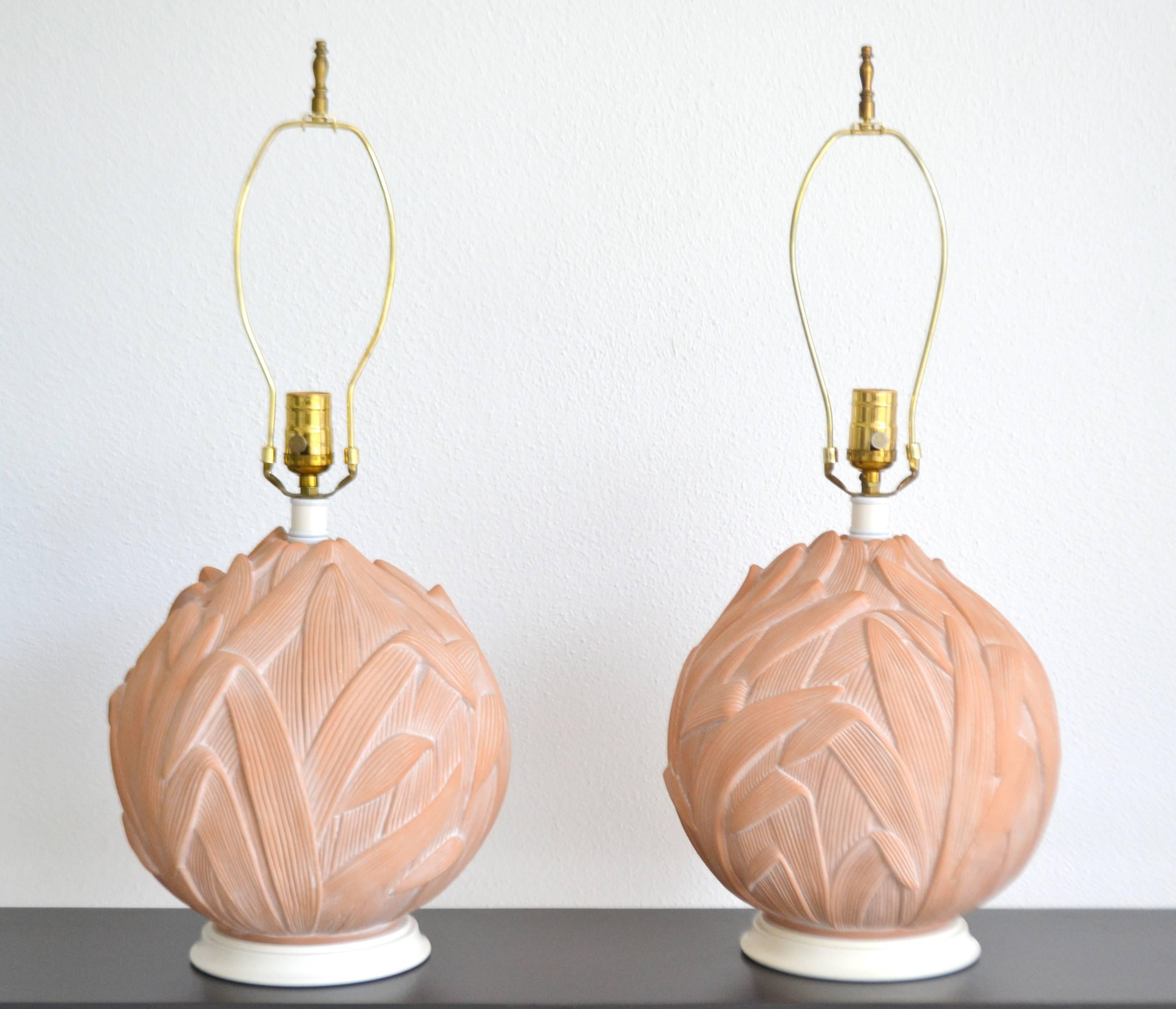 Mid-Century Modern Pair of Mid-Century Terracotta Table Lamps
