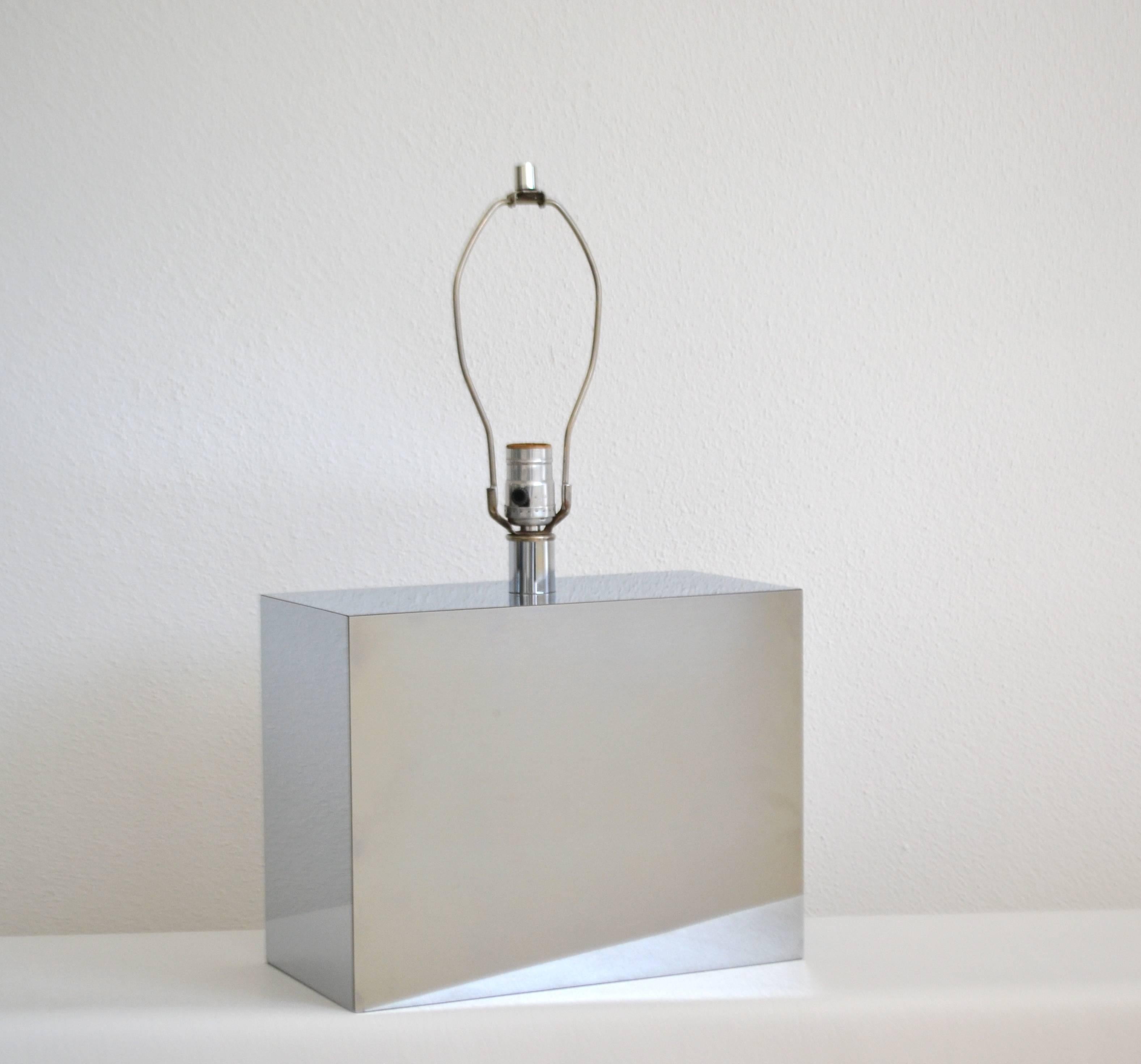 Mid-Century Modern Mid-Century Mirrored Chrome Rectangular Table Lamp by Kovacs