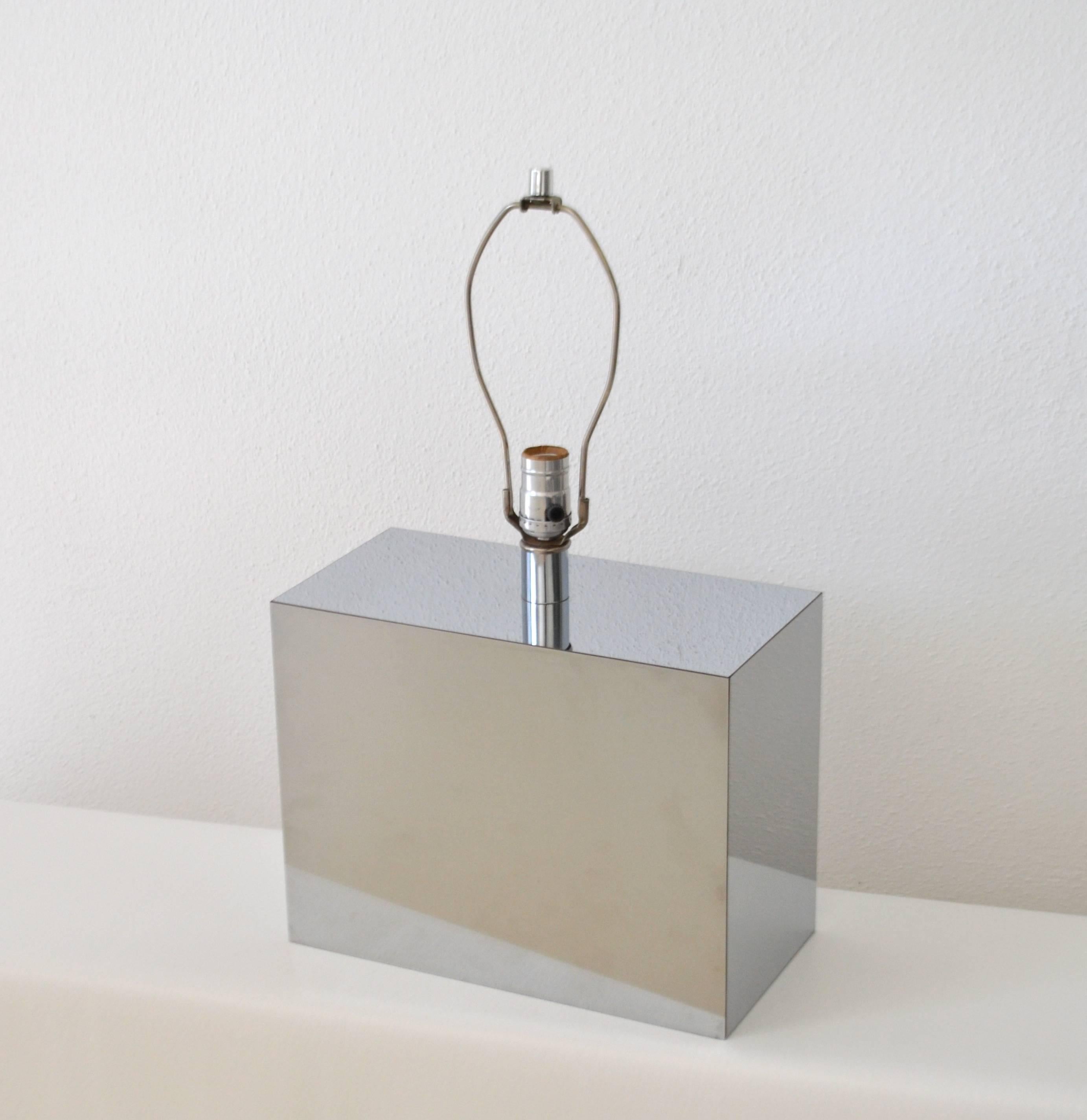 American Mid-Century Mirrored Chrome Rectangular Table Lamp by Kovacs