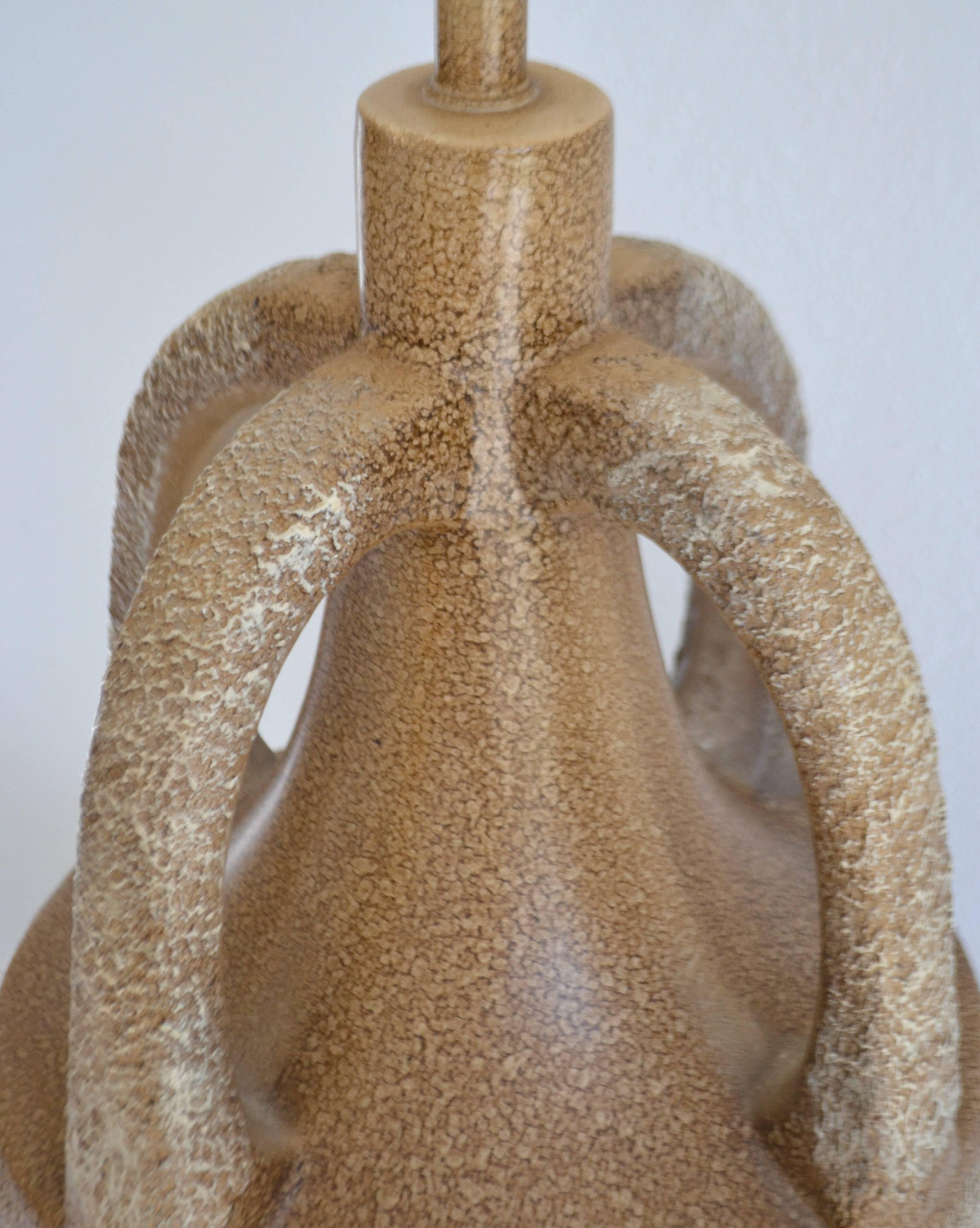 Brass Midcentury Ceramic Jar Form Table Lamp For Sale