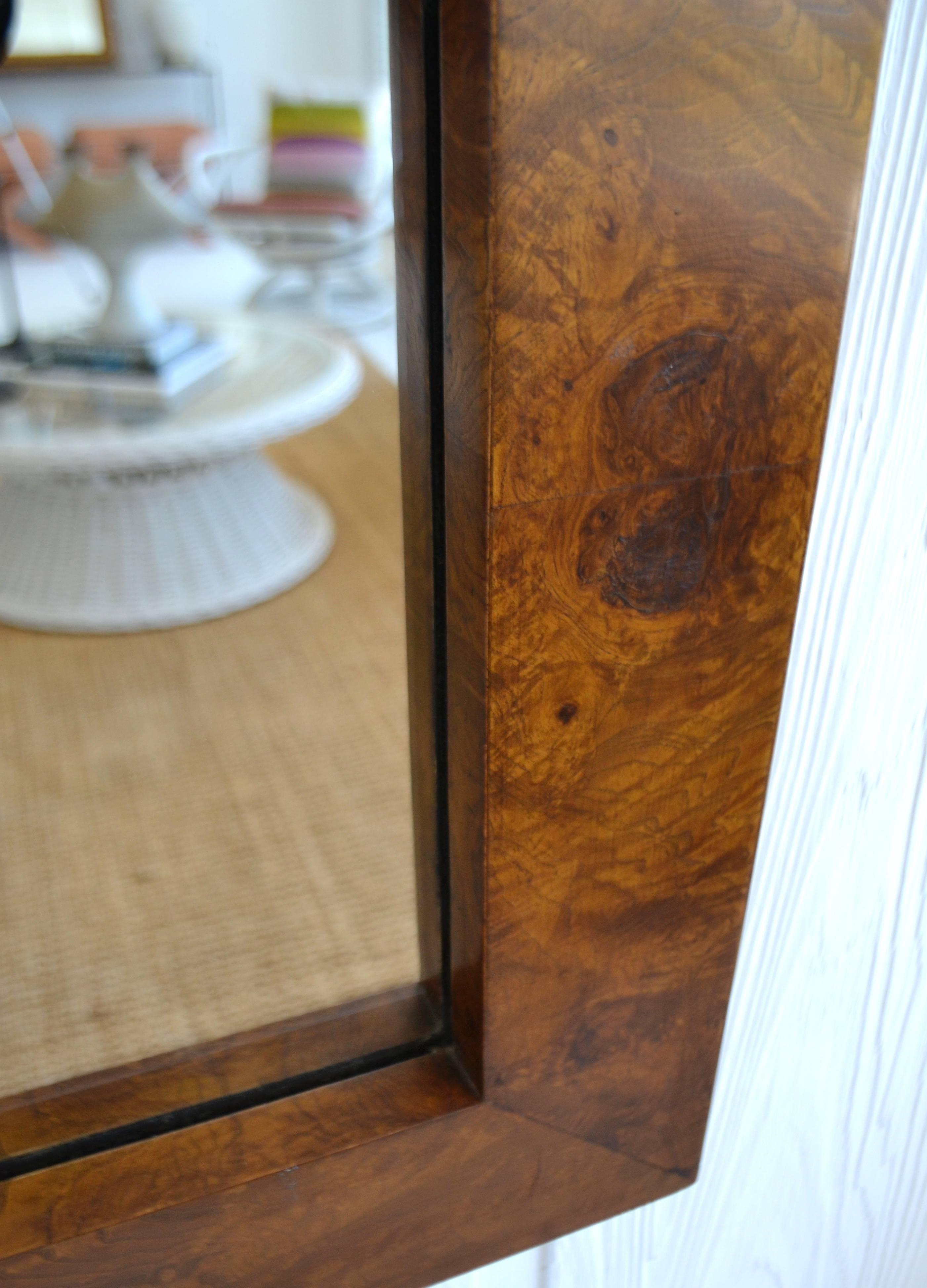 Mid-20th Century Midcentury Burl Walnut Wall Mirror