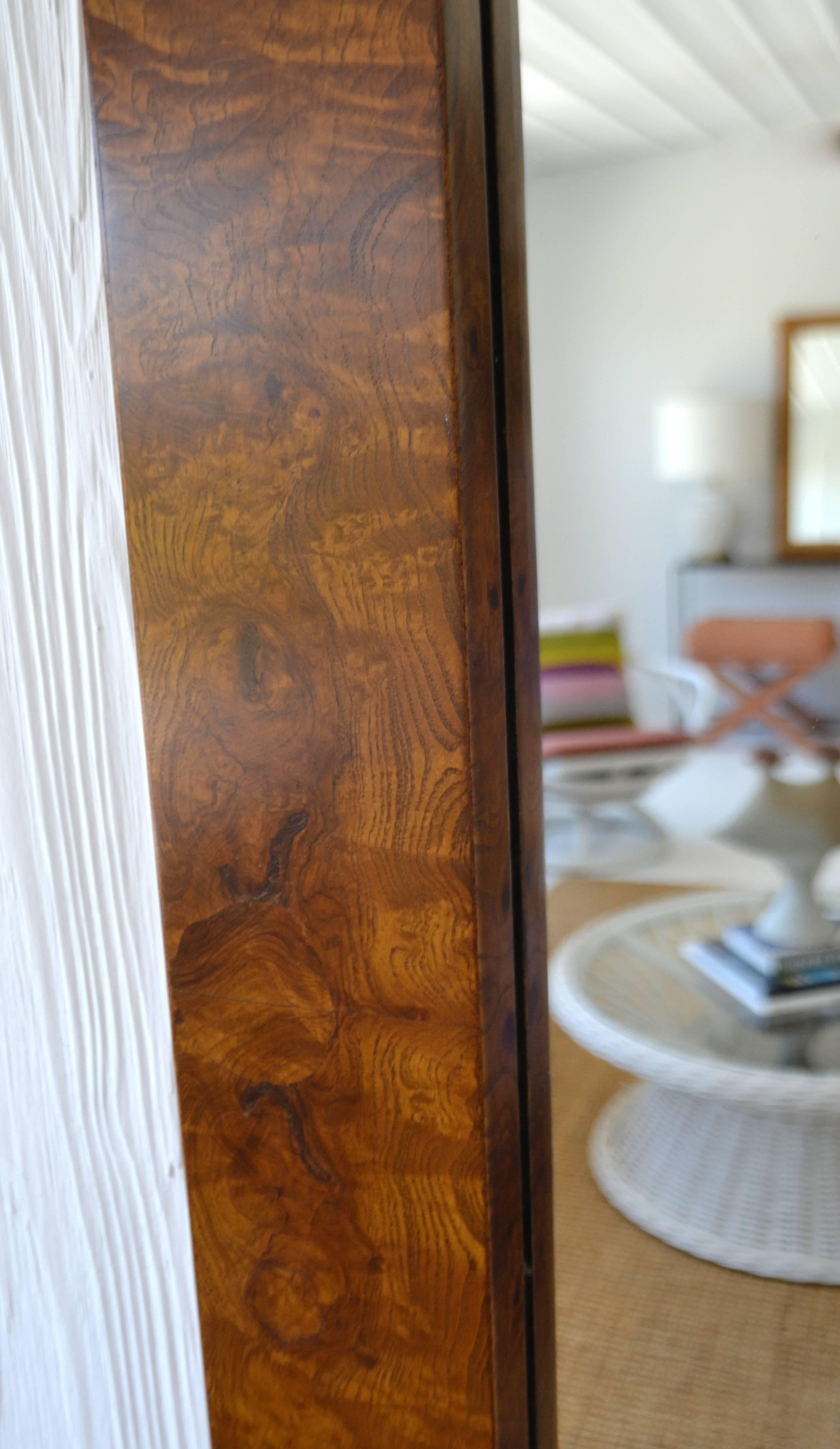 Midcentury Burl Walnut Wall Mirror 1