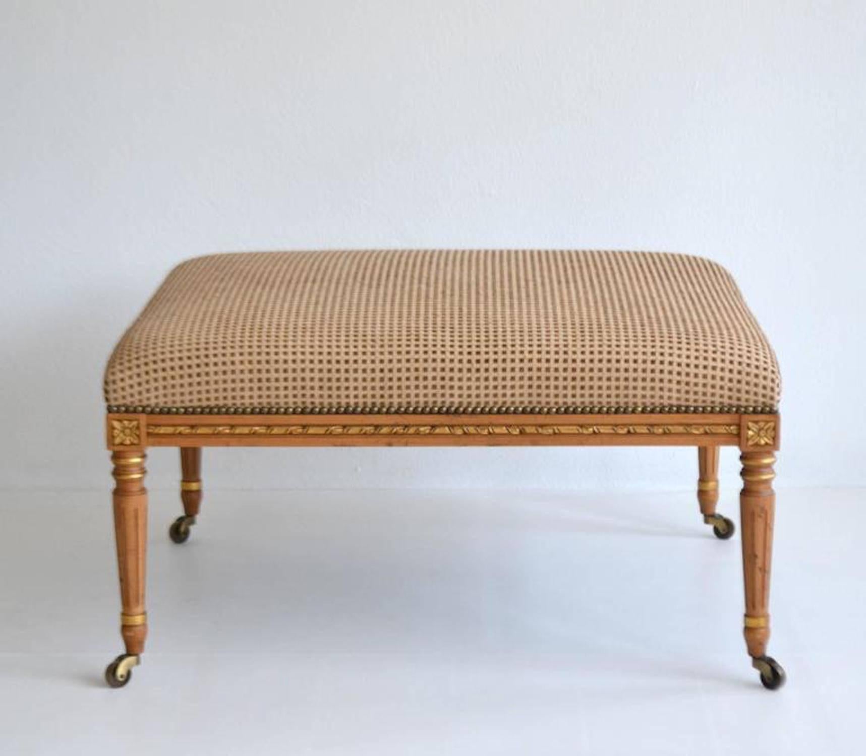 Louis XVI Style Upholstered Bench / Cocktail Table In Excellent Condition In West Palm Beach, FL