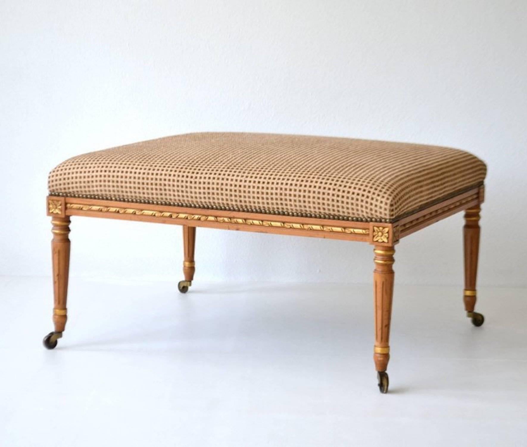 American Louis XVI Style Upholstered Bench / Cocktail Table