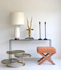 Postmodern Three-Tier Articulating Brass Side Table