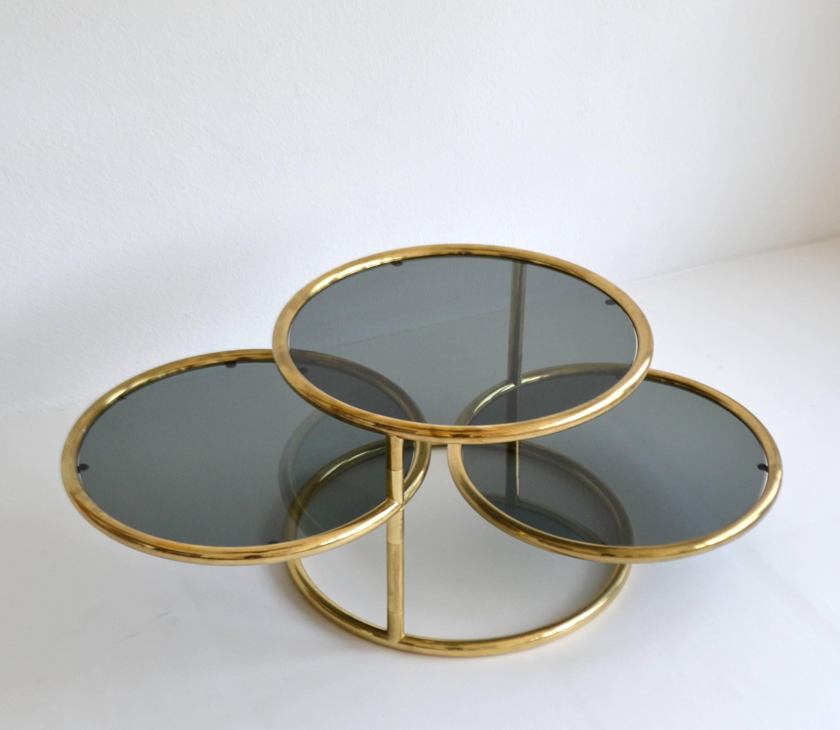 Post-Modern Postmodern Three-Tier Articulating Brass Side Table For Sale