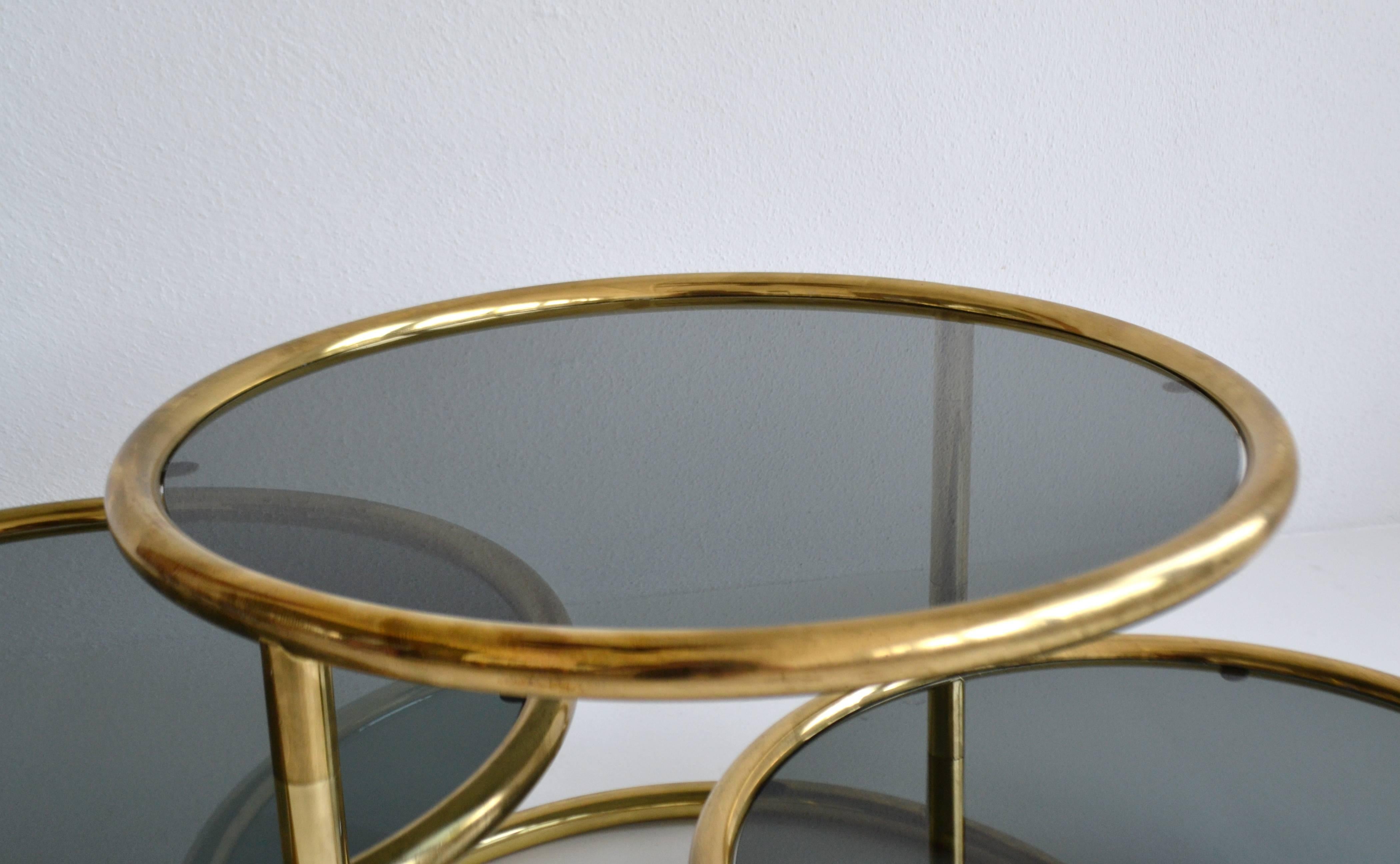 American Postmodern Three-Tier Articulating Brass Side Table For Sale