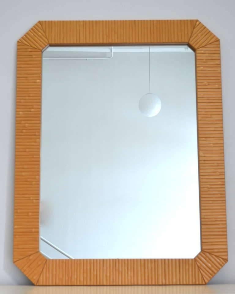 American Postmodern Faux Bamboo Wall Mirror For Sale