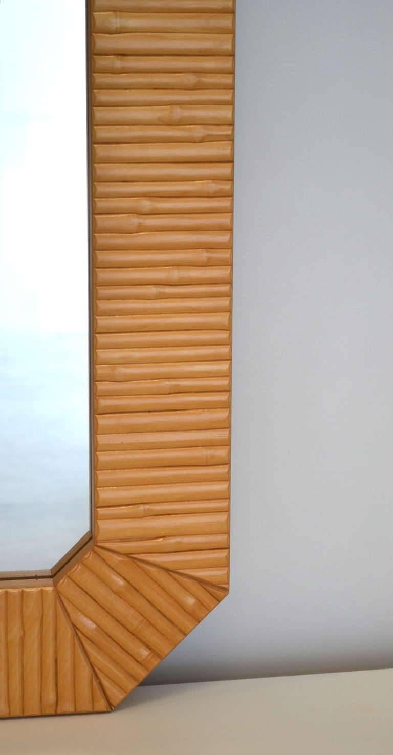 Postmodern Faux Bamboo Wall Mirror In Good Condition For Sale In West Palm Beach, FL