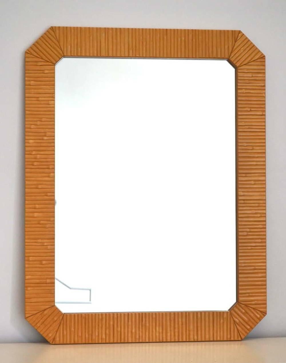 Late 20th Century Postmodern Faux Bamboo Wall Mirror For Sale