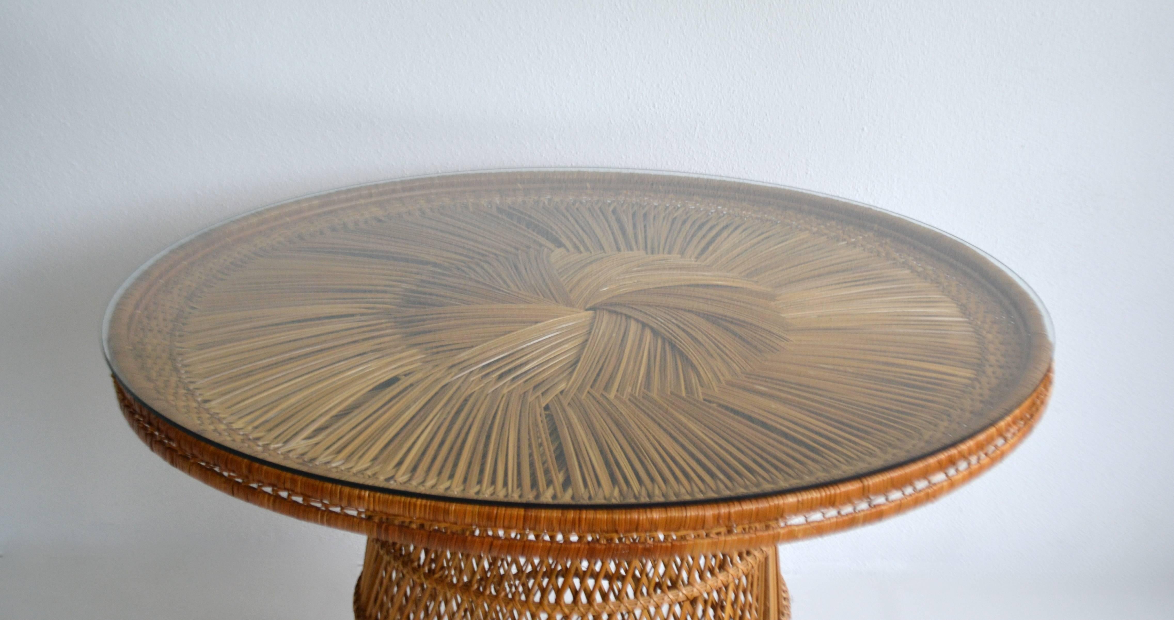 Mid-Century Modern Mid-Century Woven Rattan Center Hall Table/Game Table For Sale