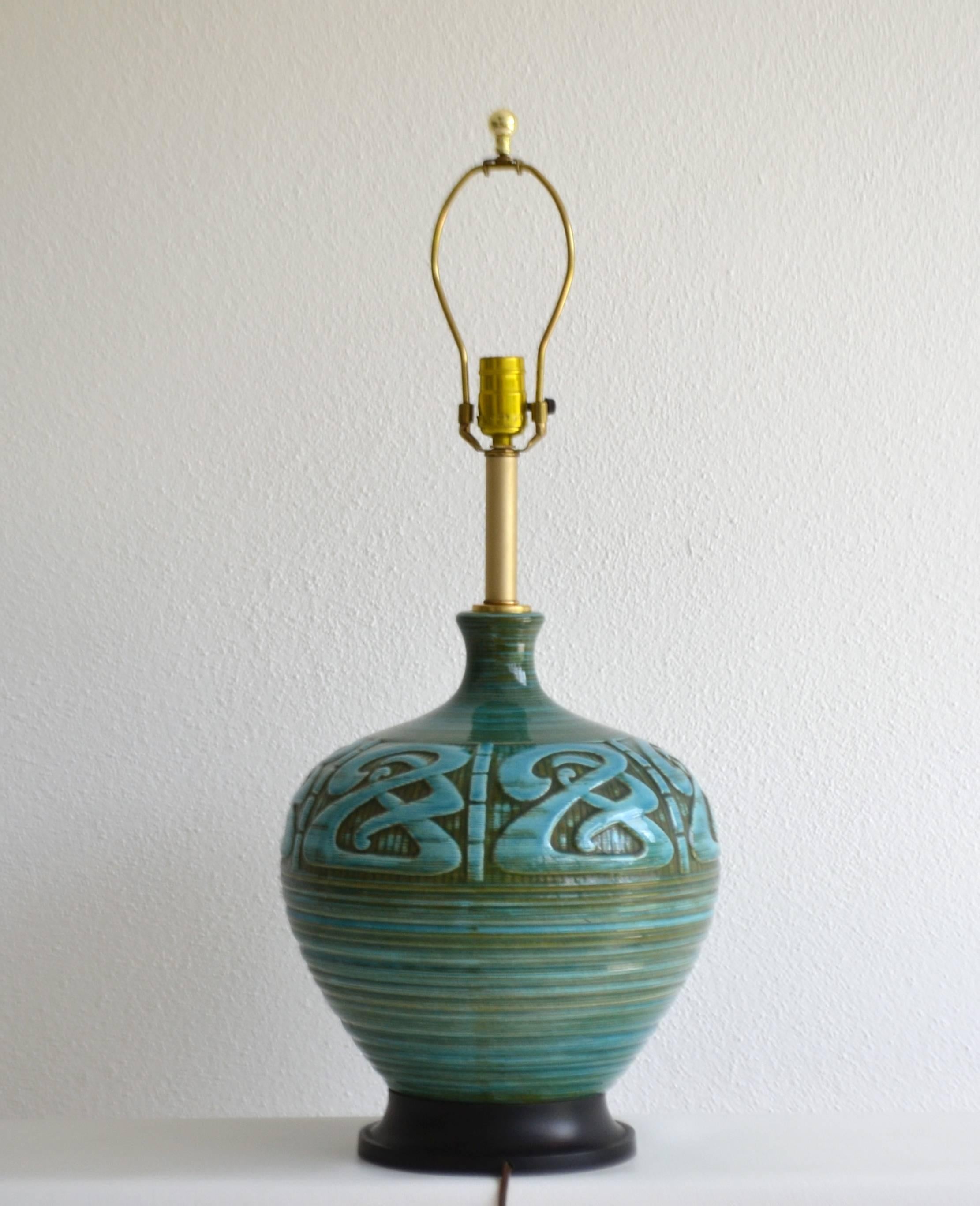Mid-Century Modern Midcentury Bottle Form Ceramic Table Lamp
