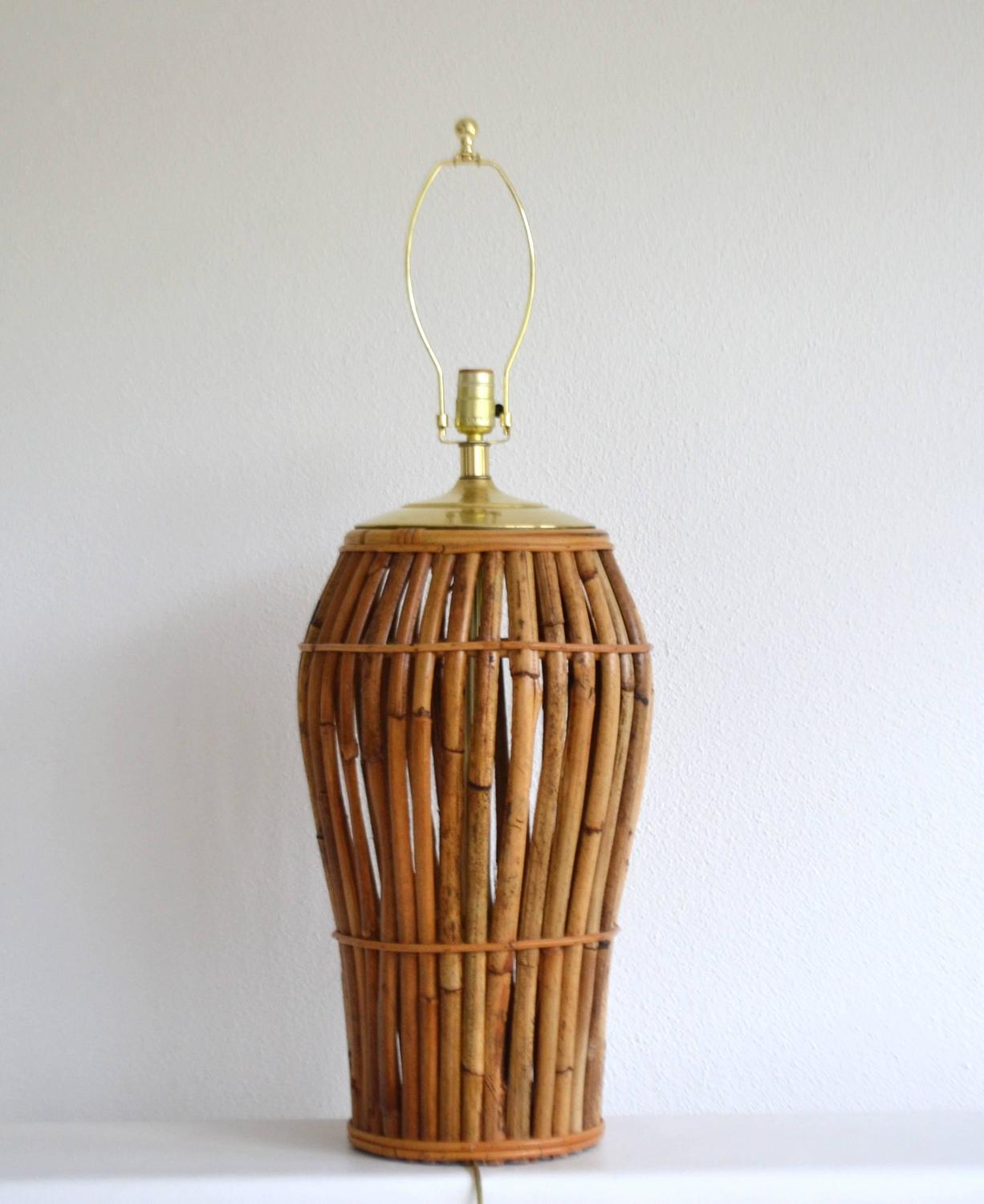 MidCentury Bamboo Table Lamp For Sale at 1stdibs