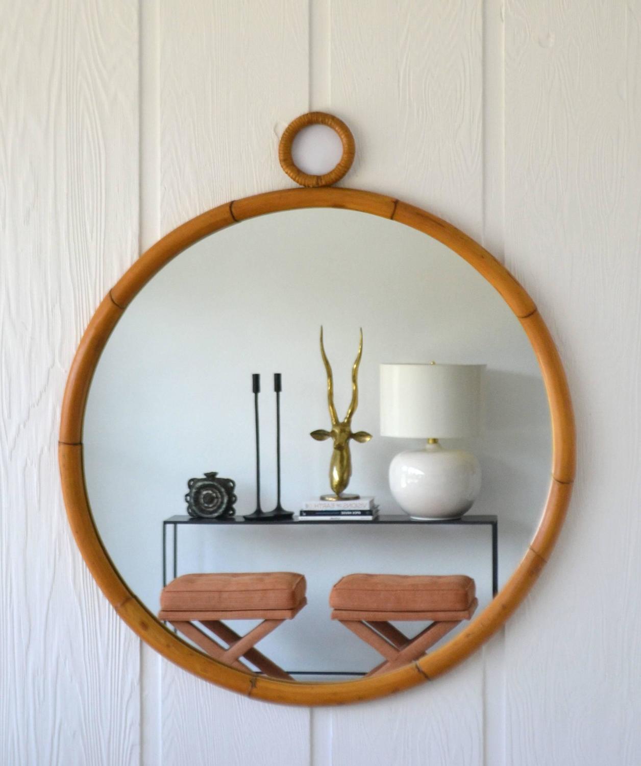 MidCentury Bamboo Wall Mirror at 1stdibs
