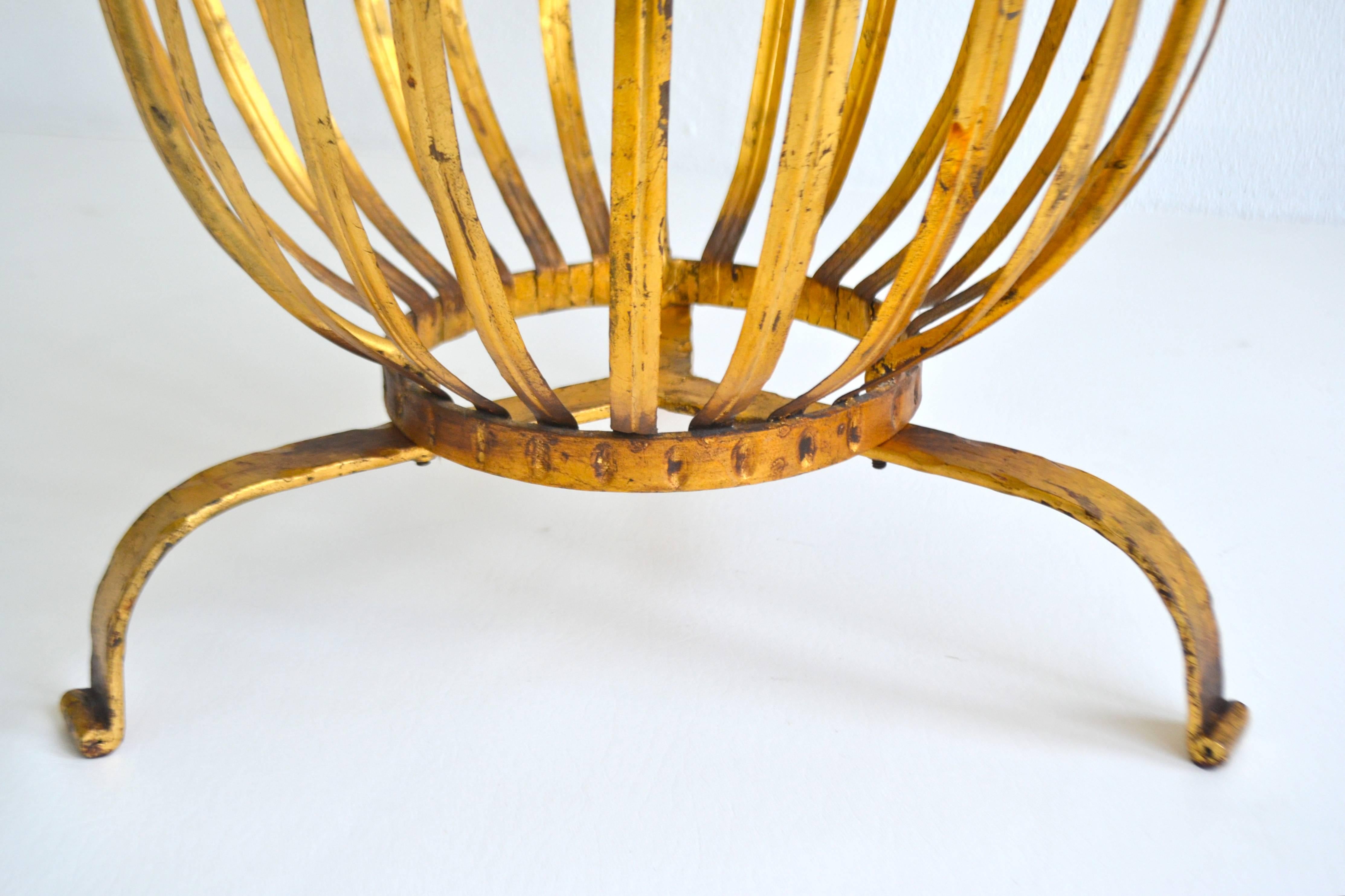 Mid-Century Gilt Metal Side Table by Ferrocolor 1