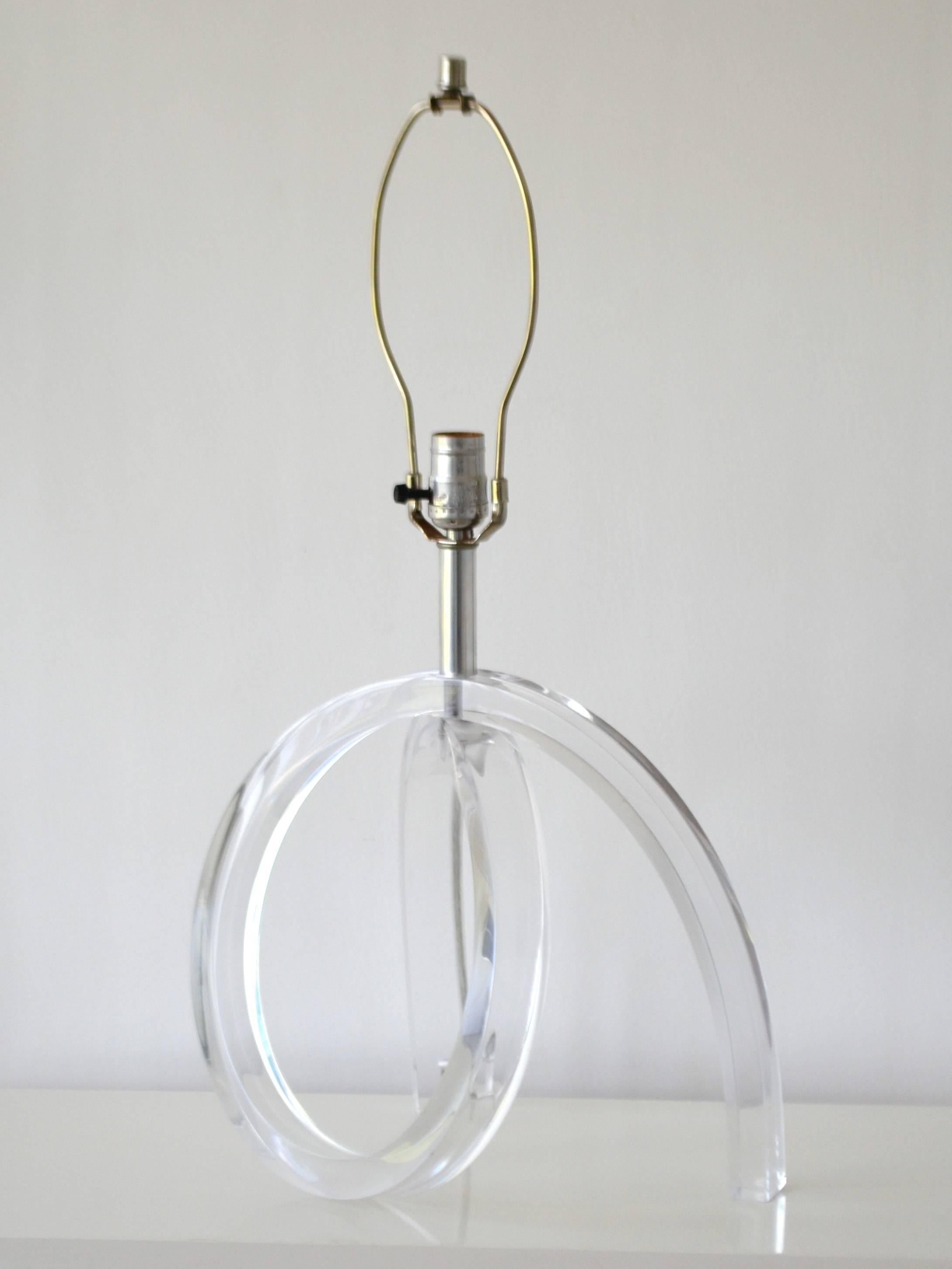 Mid-20th Century Midcentury Clear Lucite Twist Form Table Lamp