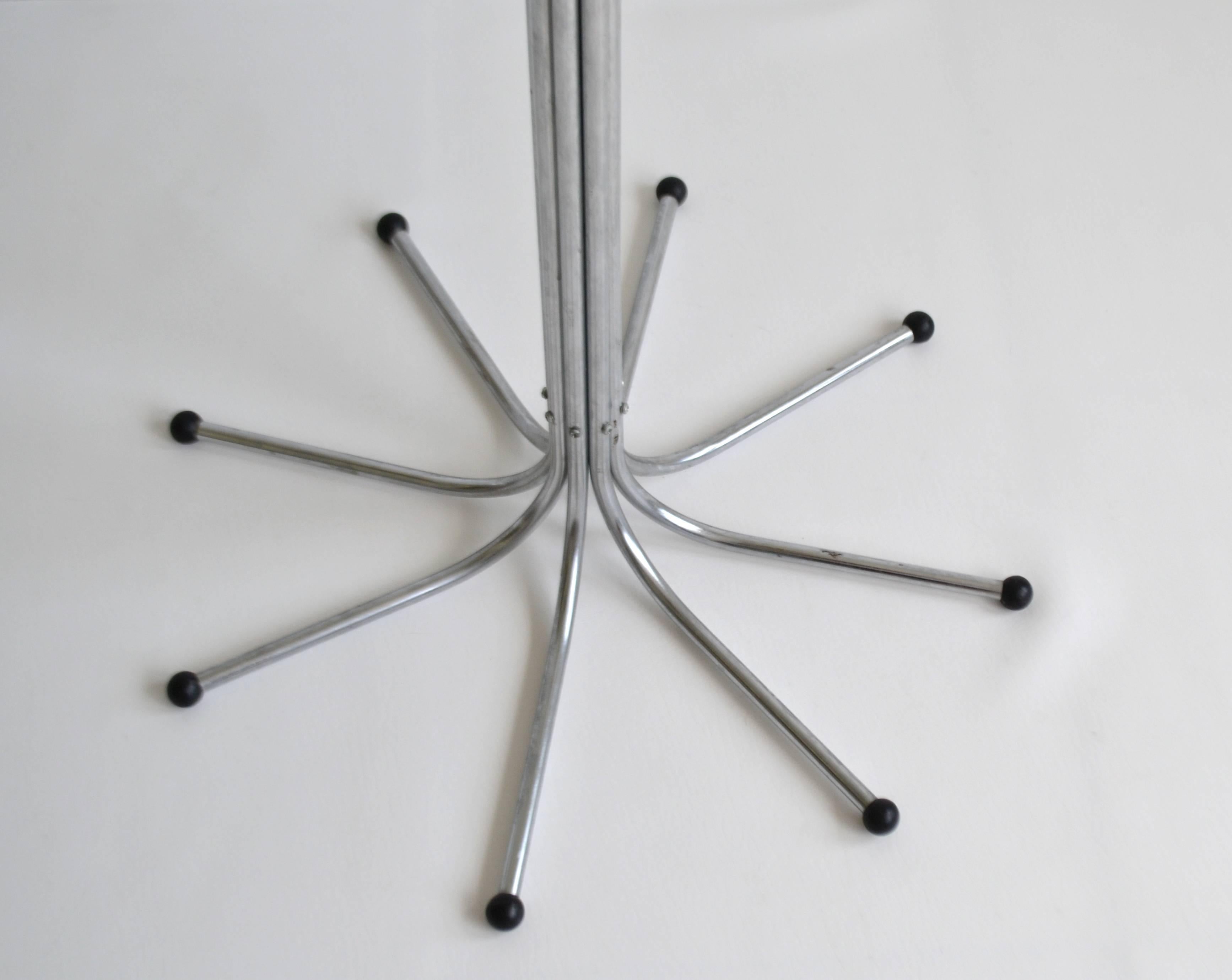 Chrome Mid-Century Sculptural Standing Coat Rack/ Hall Tree