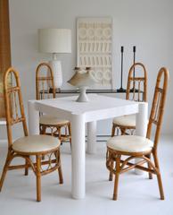 Post-Modern White Lacquered Linen Wrapped Game Table