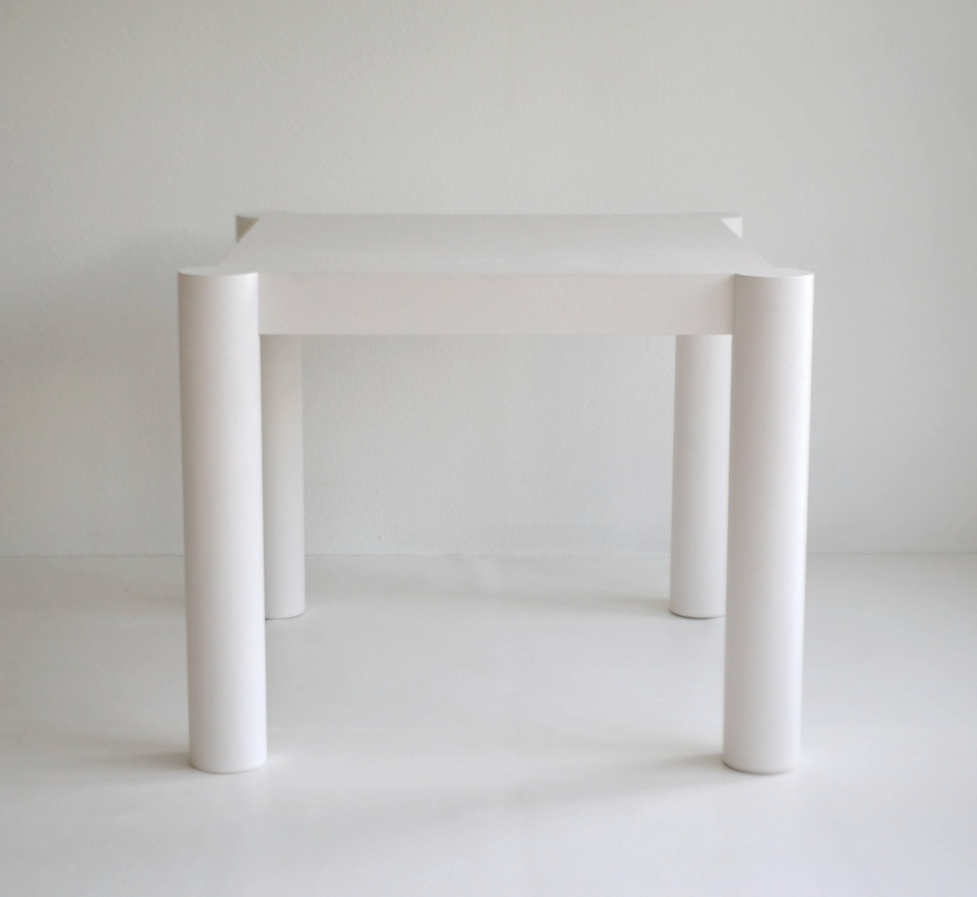 American Post-Modern White Lacquered Linen Wrapped Game Table
